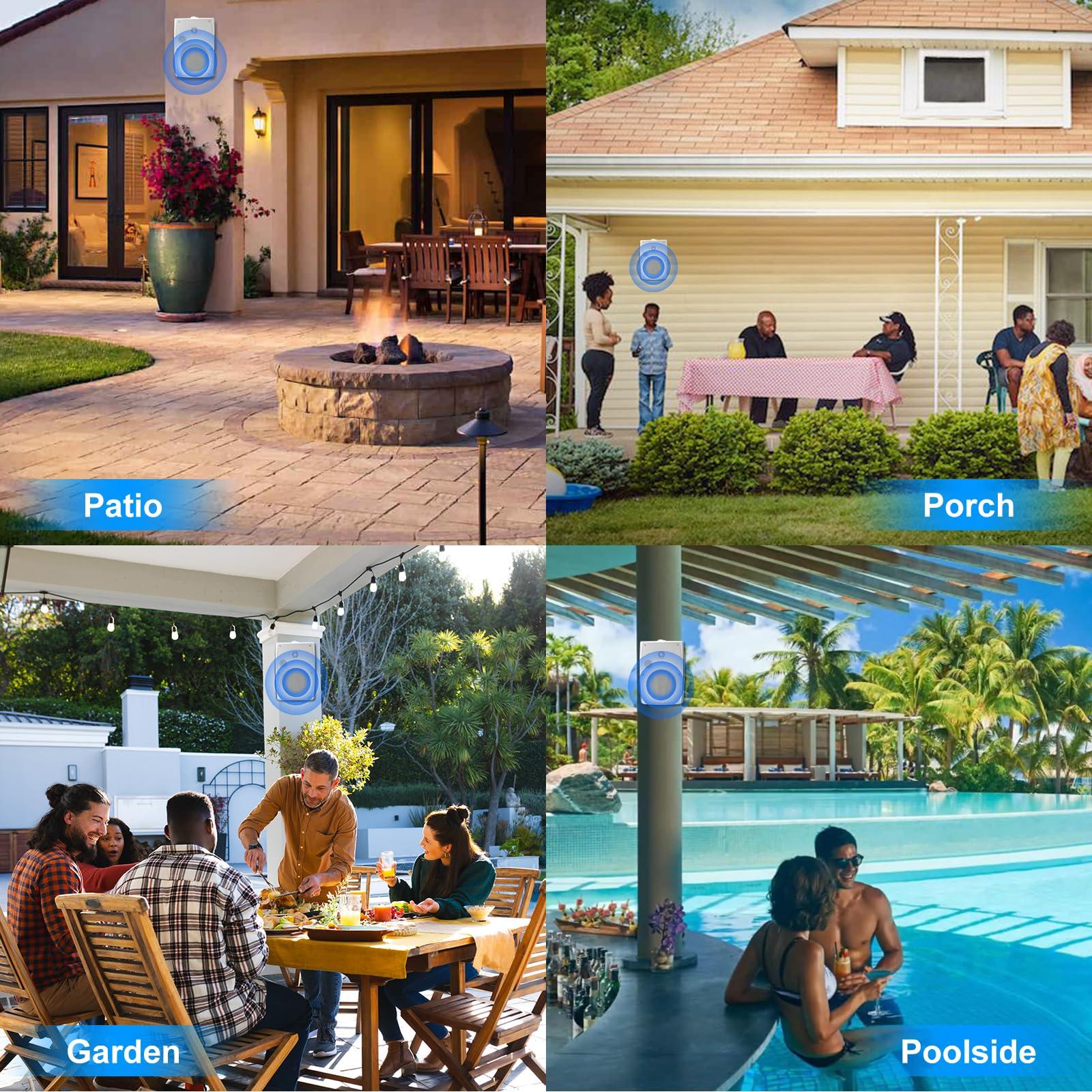 Herdio Herdio 400W 6.5 Inch Passive Outdoor Speakers Wired Waterproof,2 Way Wall Mounted Speakers with Powerful Bass for Patio Home Indoor Poolside Deck Backyard (Pair,White)