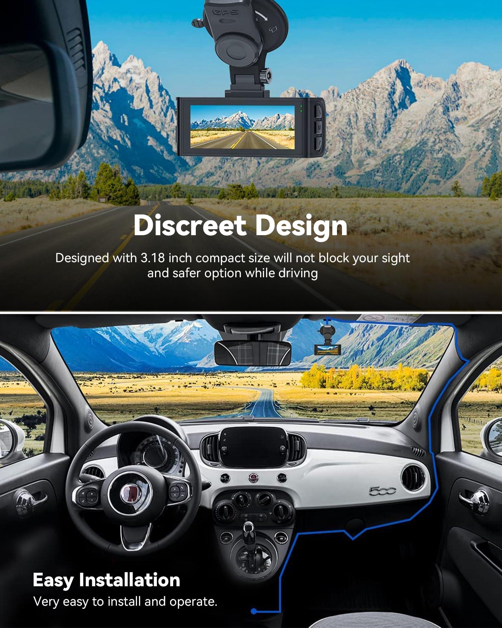 REDTIGER REDTIGER Dash Cam for Cars,4K UHD 2160P Car Camera Front, Wi-Fi GPS,3.18\" LCD Screen,Night Vision,170 Wide Angle,WDR,24H Parking Monitor, G Sensor, Support 256GB Max(F7NS)