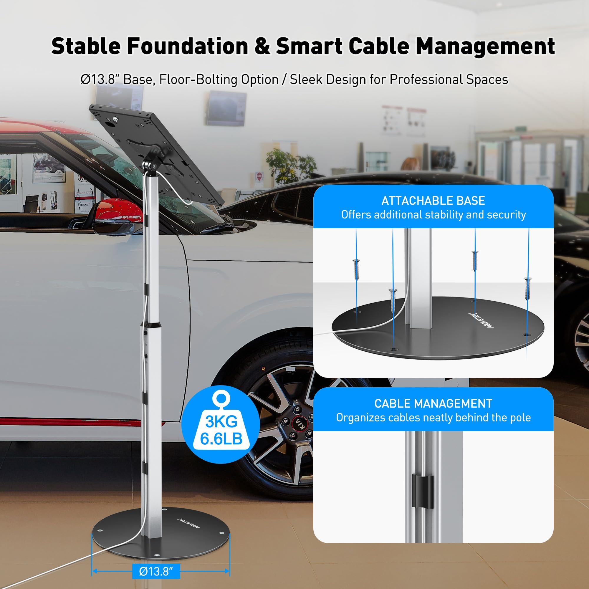 AboveTEK AboveTEK Anti Theft iPad Floor Stand, Robust Security Kiosk POS Tablet Stand Bundle with Retail Kiosk iPad Stand, 360 Rotating Commercial POS Tablet Stand