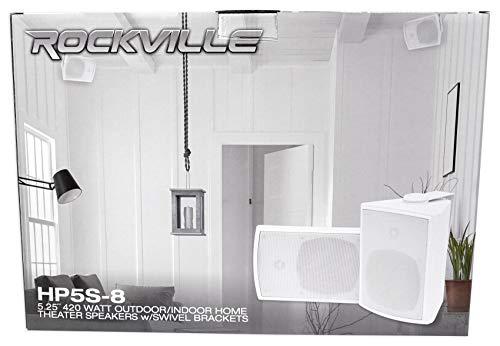 Rockville (2) Rockville HP5S-8 5.25" Outdoor/Indoor Home Theater Speakers w/Swivel Bracket White