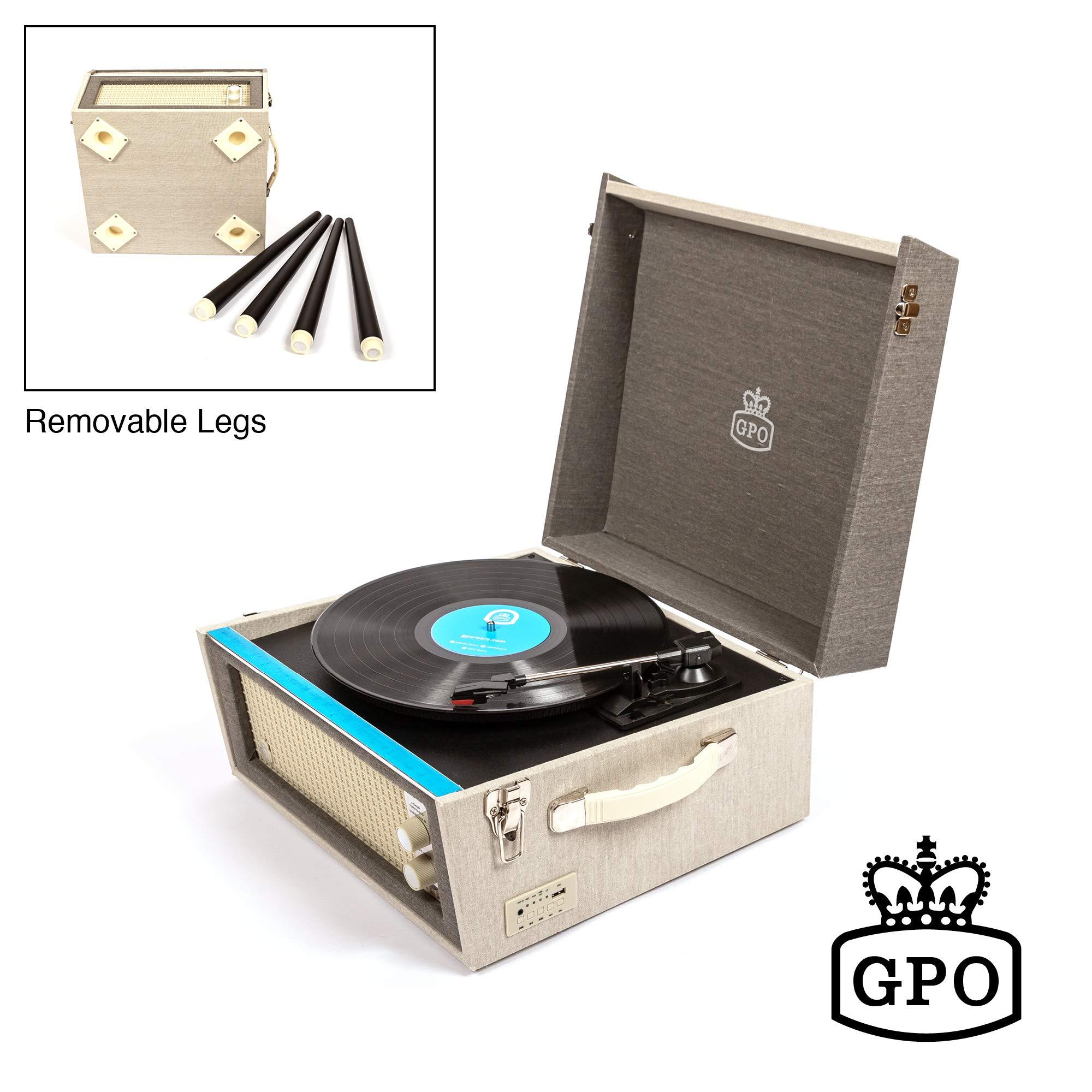 GPO GPO Bermuda Classic Turntable USB with Removable Legs (Grey Cream)