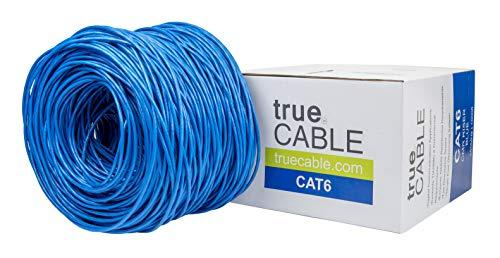 TRUE CABLE TRUE CABLE Cat6 Riser (CMR), 1000ft, Blue, 23AWG 4 Pair Solid Bare Copper, 550MHz, ETL Listed, Unshielded Twisted Pair (UTP), Bulk Ethernet Cable