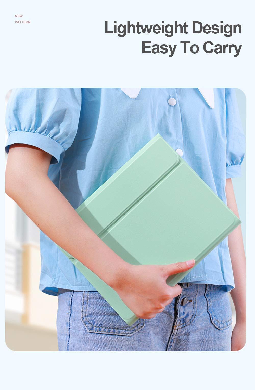 SENLAN for iPad Mini 6th Generation 8.3 '' Keyboard Case with Touchpad/Pencil Holder Detachable Bluetooth Keyboard Color Keys Slim PU Leather case for iPad Mini6 (Mint Green, iPad mini6)