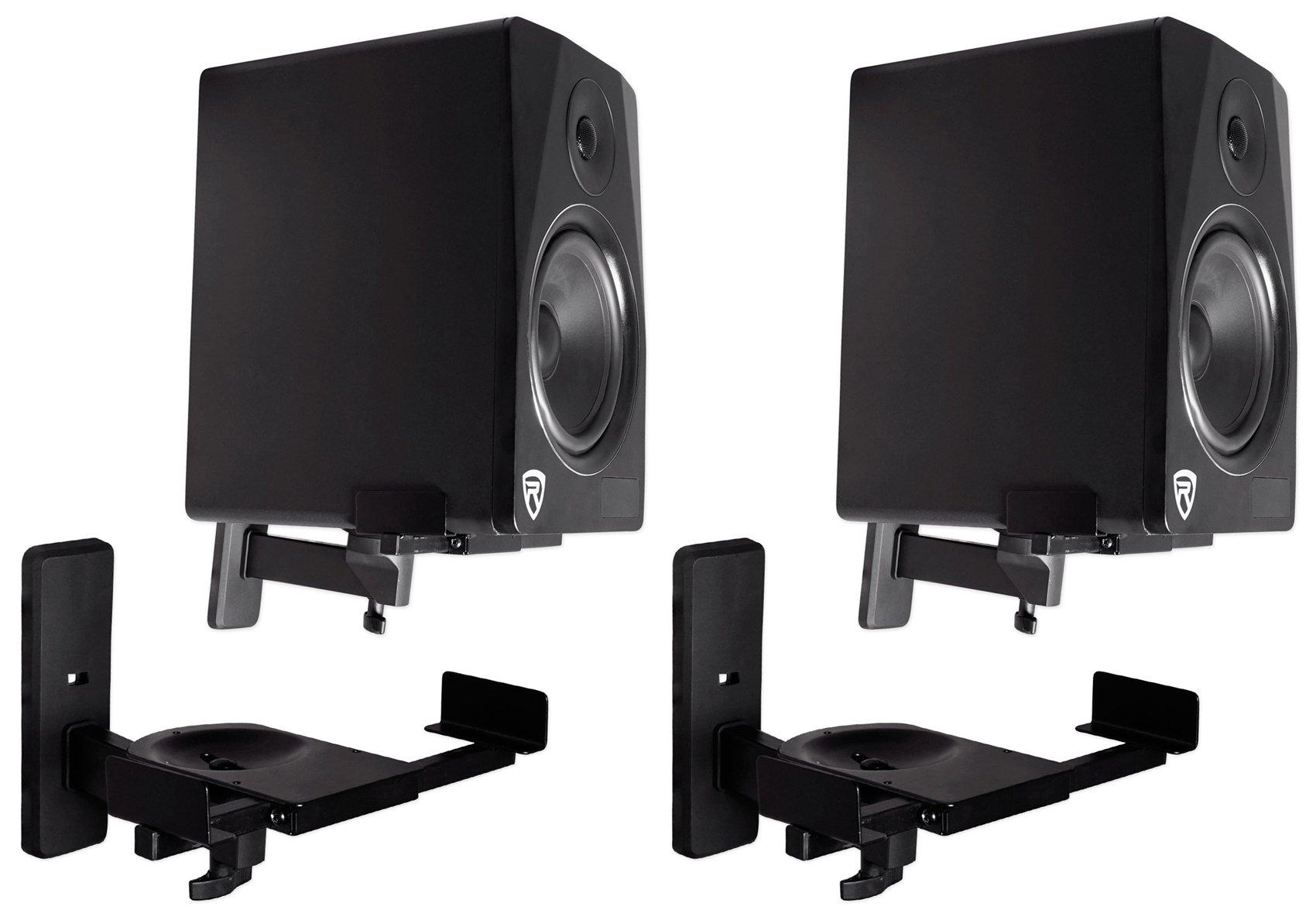 Rockville Pair Rockville RHSB8 Wall Mount Swivel Speaker Brackets For Home Theater Bookshelf or Studio Monitors, Black