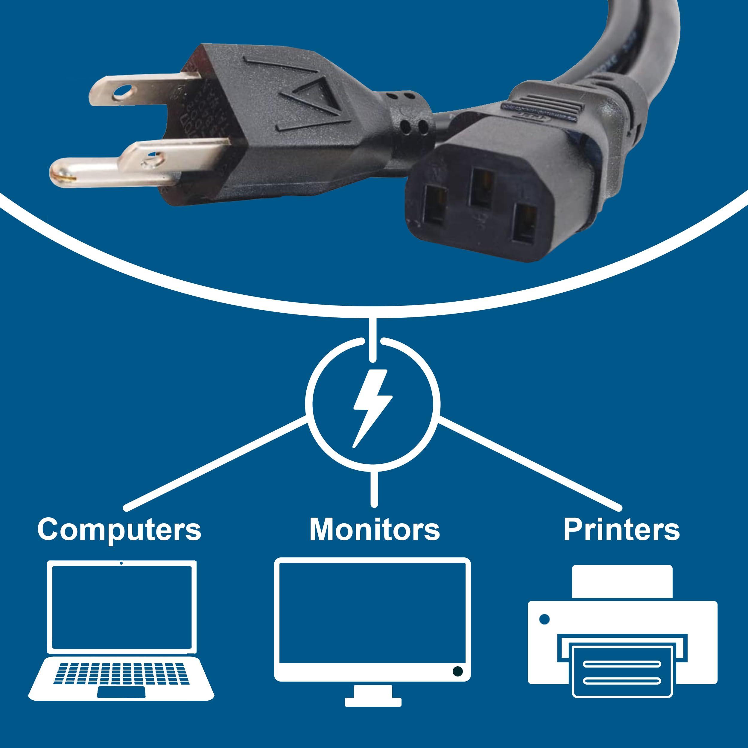C2G C2G 3FT Replacement AC Power Cord - Power Cable for TV, Computer, Monitor, Appliance & More (03129) (Pack of 2)