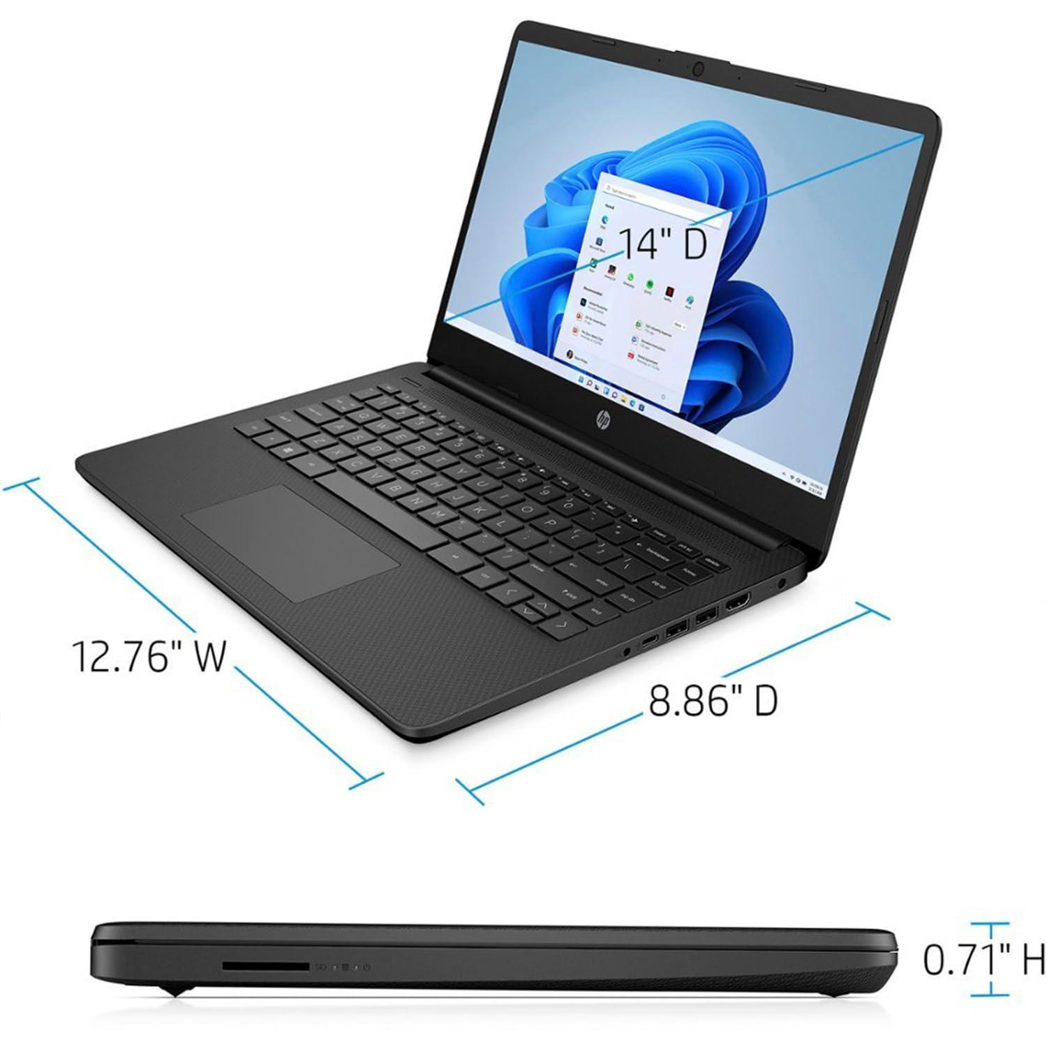 HP HP Portable Laptop, Student and Business, 14" HD Display, Intel Quad-Core N4120, 8GB DDR4 RAM, 64GB eMMC, 1 Year Office 365, Webcam, SD Card Reader, HDMI, Wi-Fi, Windows 11 Home, Black, KKE Mousepad