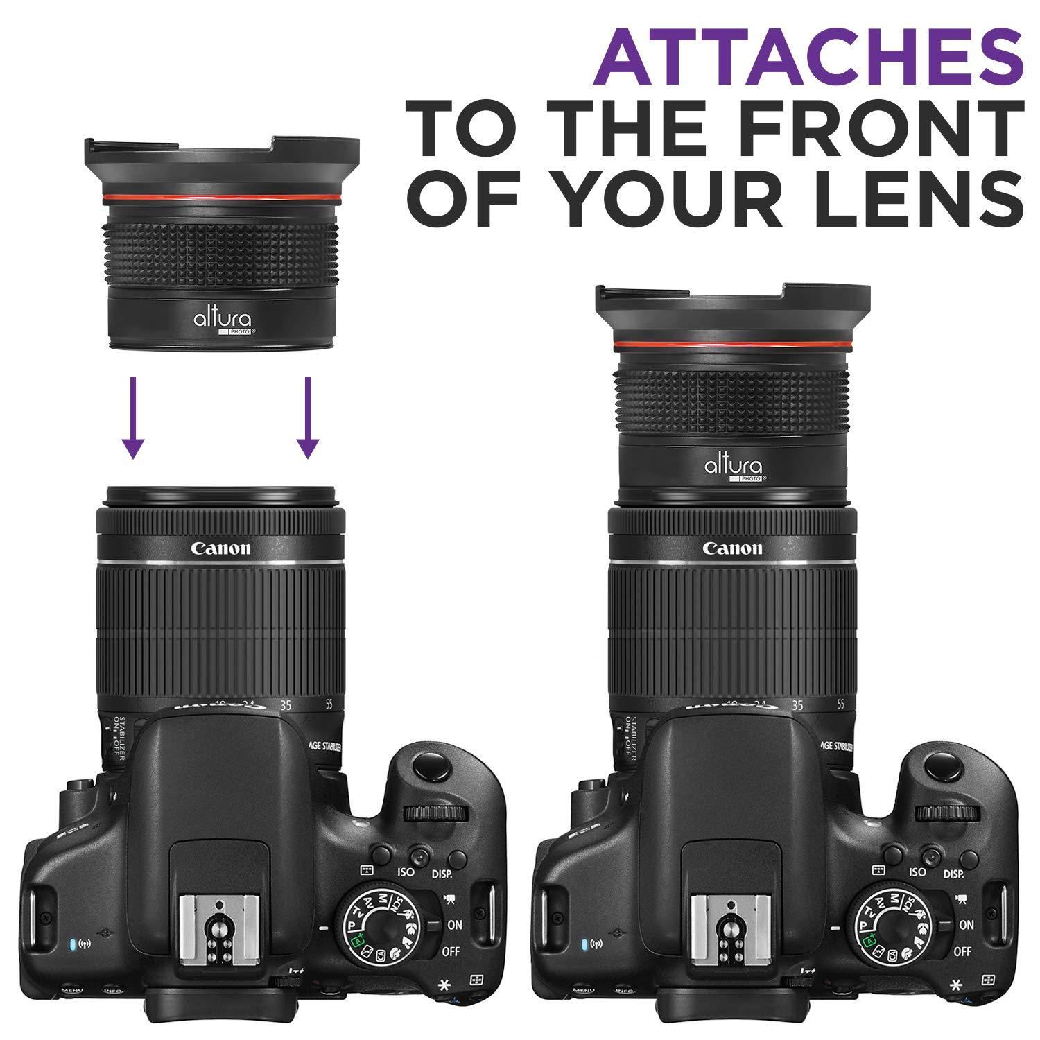 Altura Photo Altura Photo 58MM 0.35x Fisheye Wide Angle Lens (w/Macro Portion) for DSLR Cameras EOS Rebel 70D 77D 80D 90D T8i T7 T7i T6i T6s T6 T5i T5 T4i T3i T100 SL1 SL2 SL3