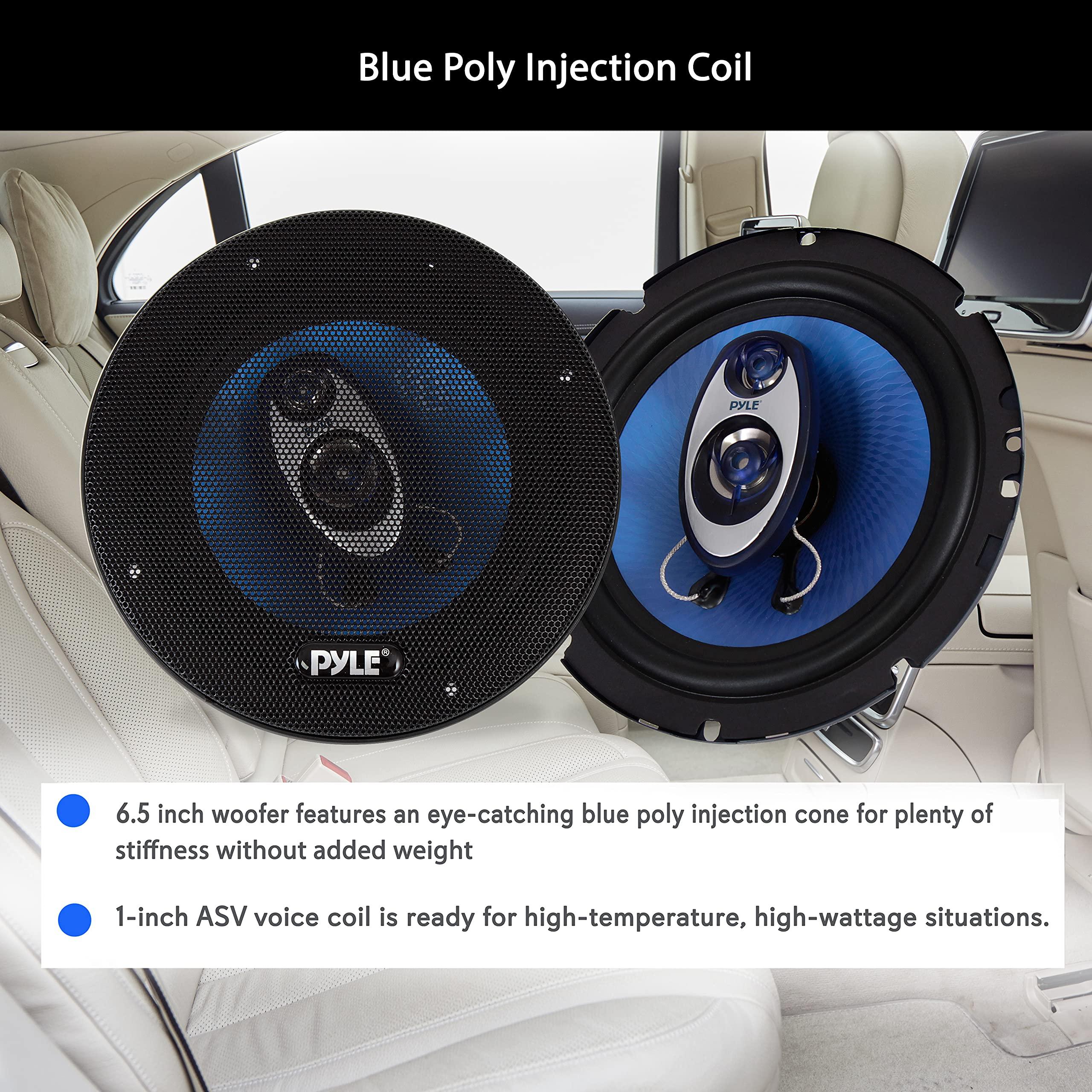 Pyle Pyle 6x9/7x10 Car Speakers 4-Way Quadriaxial Full Range Sound Audio - Blue Pair | Pyle 6.5" Three-Way Sound Speaker System - 360W Power Handling, Blue