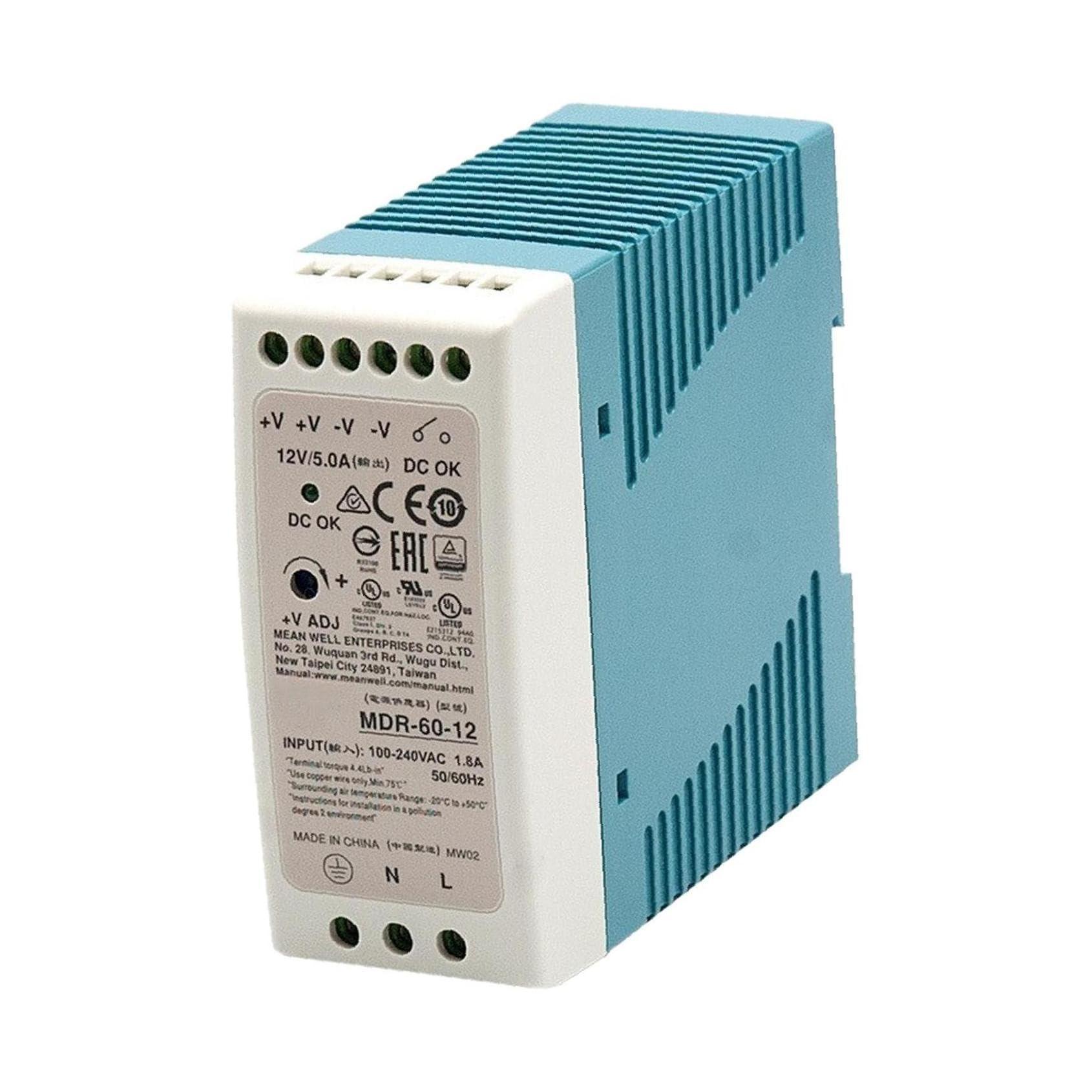 MEAN WELL DIN Rail PS 60W 12V 5A MDR-60-12 Meanwell AC-DC SMPS MDR-60 Series MEAN WELL Switching Power Supply