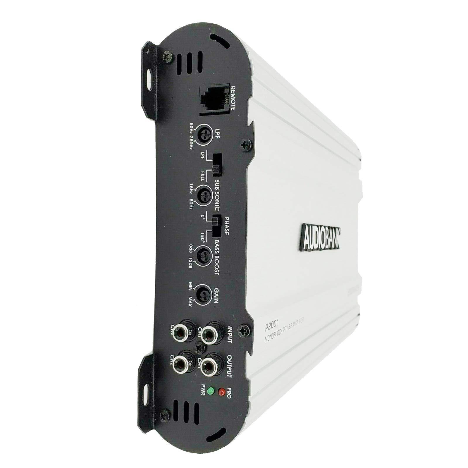 Audiobank Audiobank Monoblock 2000 WATTS Amp Class AB Car Audio Stereo Amplifier P2001 Heavy-Duty Aluminum Alloy Heatsink | Class A-B Operation Remote On/Off Circuit