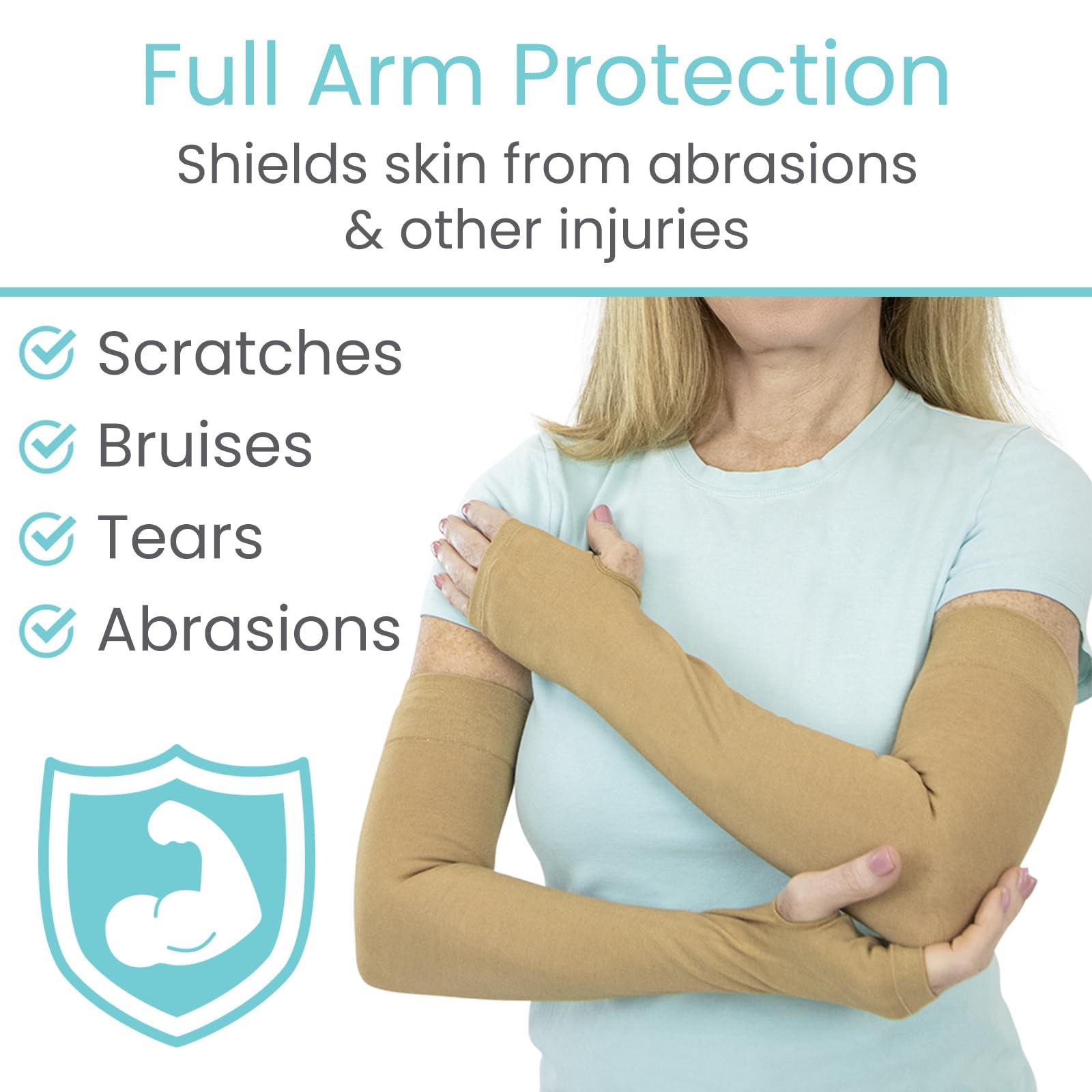 Vive Vive (2 Pairs) Arm Protectors for Thin Skin and Bruising - Protective Geri Arm Sleeve Guards for Elderly, Men & Women (Large)