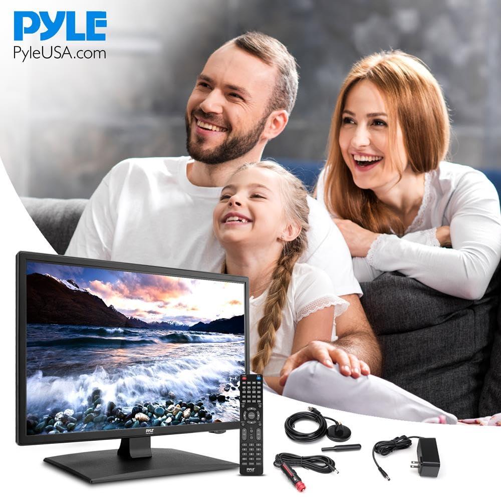 Pyle Pyle 21.5 Inch 1080p LED RV Television - Slim Flat Screen Monitor FHD Small TV w/HDMI, RCA, Multimedia Disk/DVD Combo, 12/24 Volt Car Adapter, Wall Mount, Works w/Mac PC, Includes Remote Control
