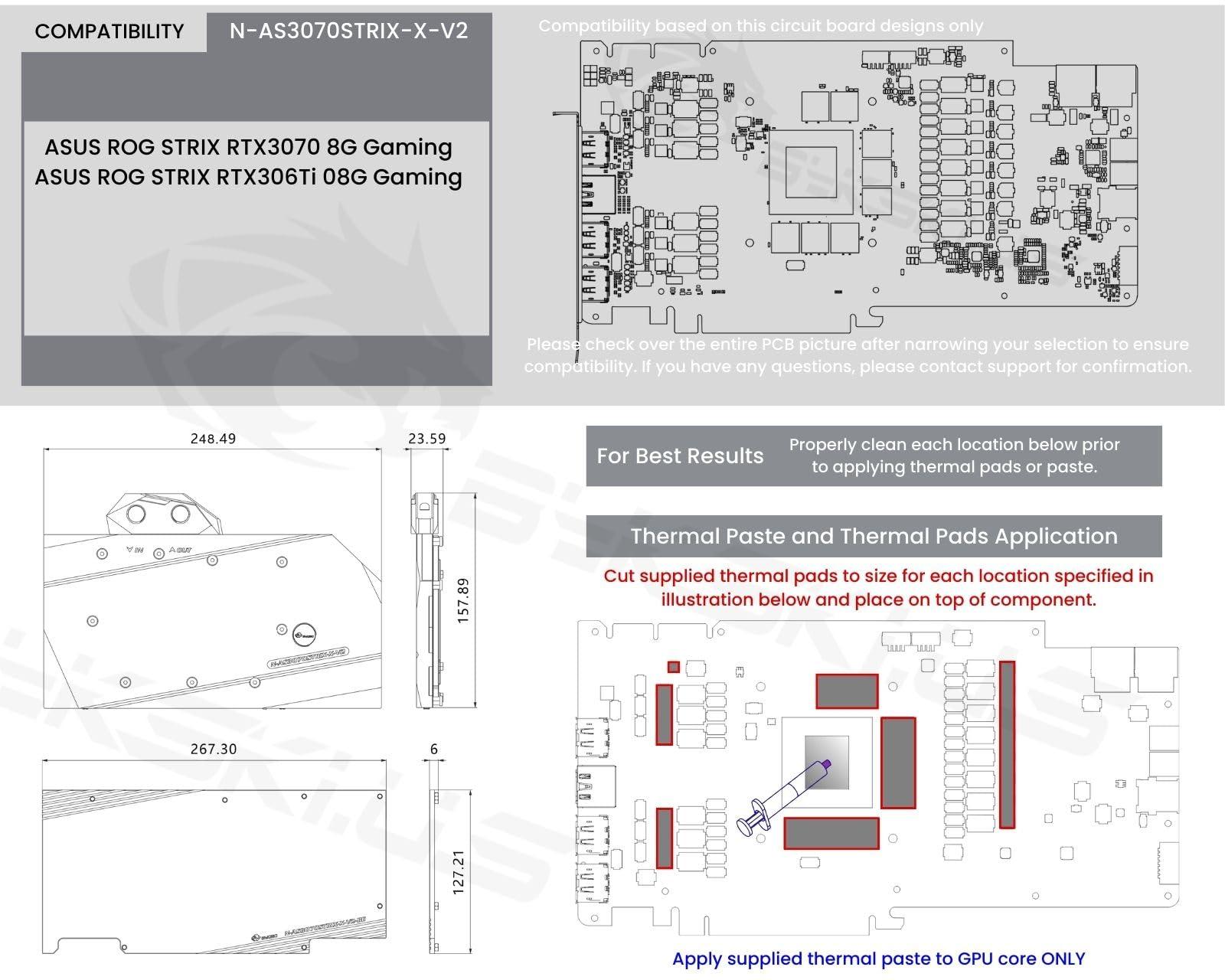 Bykski Bykski Full Coverage GPU Water Block and Backplate for ASUS ROG Strix RTX 3070/306Ti 8G Gaming (N-AS3070STRIX-X-V2)