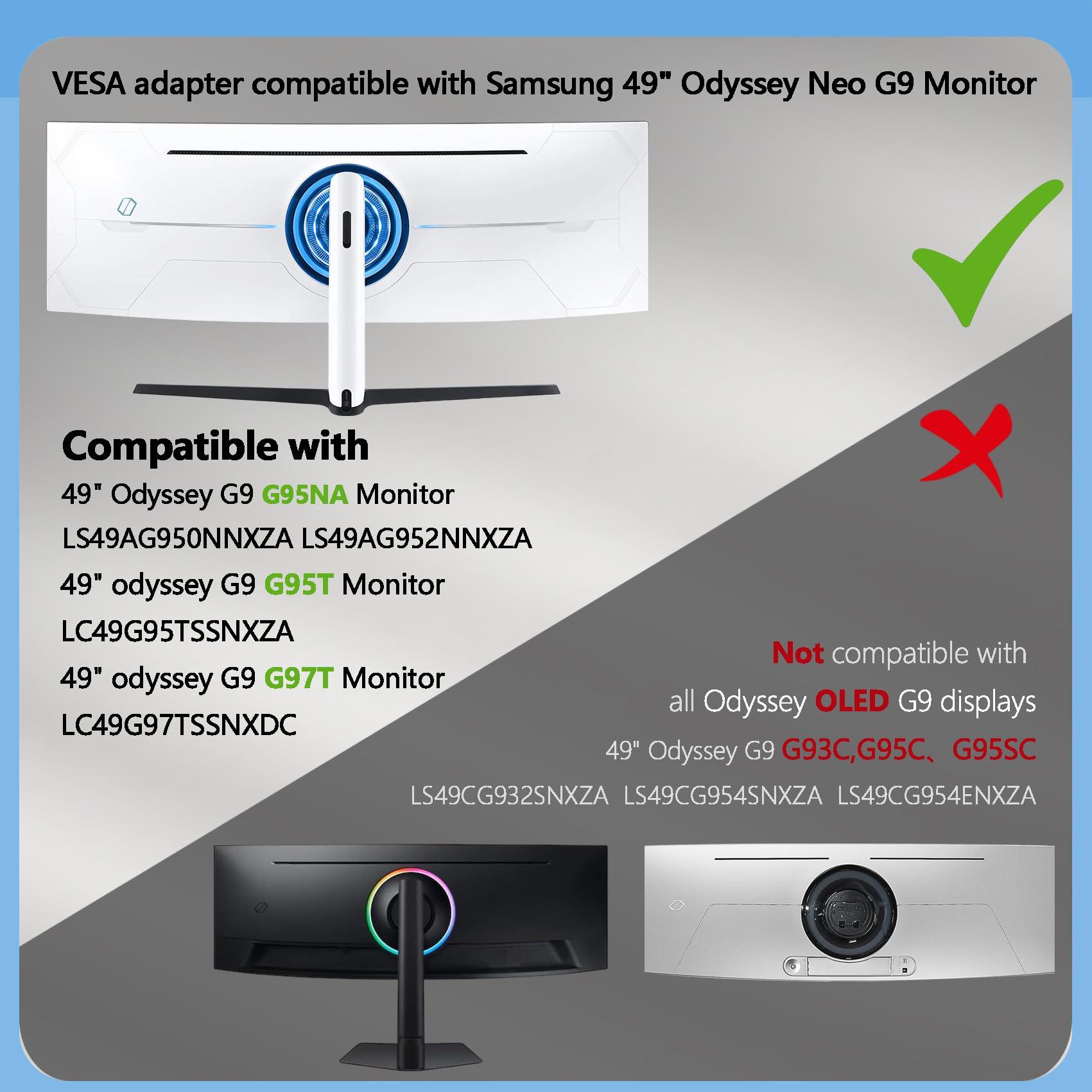 Tjweiqing Odyssey G9 Wall Mount Adapter Bracket is Only Compatible with Samsung 49 Neo Odyssey G9 Curved Monitor (Fits G95T, G97T, G95NA Monitor)