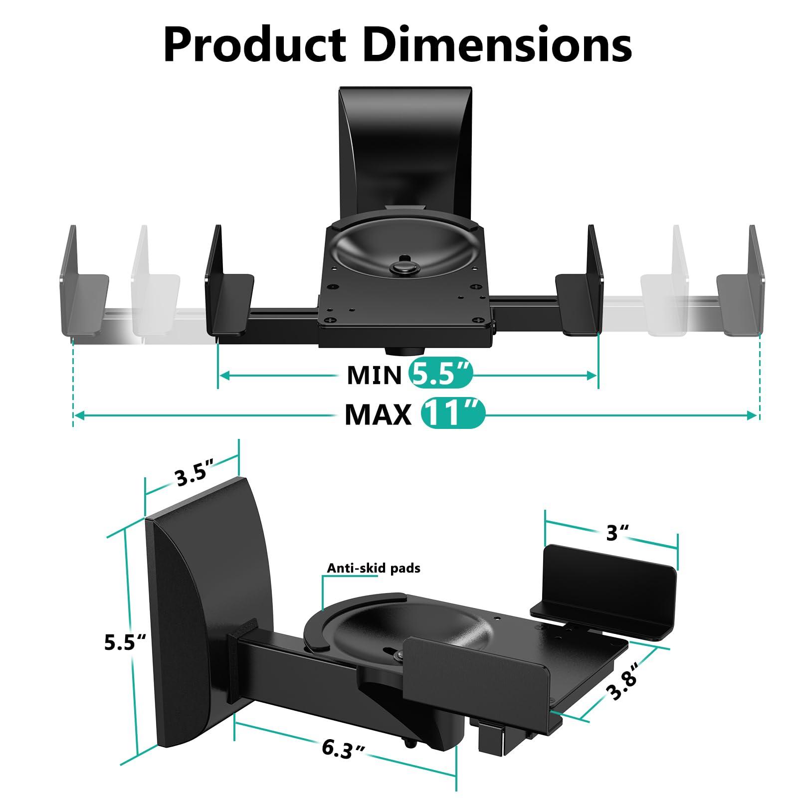 WALI WALI Speaker Wall Mounts, Dual Side Clamping Bookshelf Mounting Bracket for Large Surrounding Sound Speakers, Hold up to 55 lbs. (SWM201), 1 Pair, Black