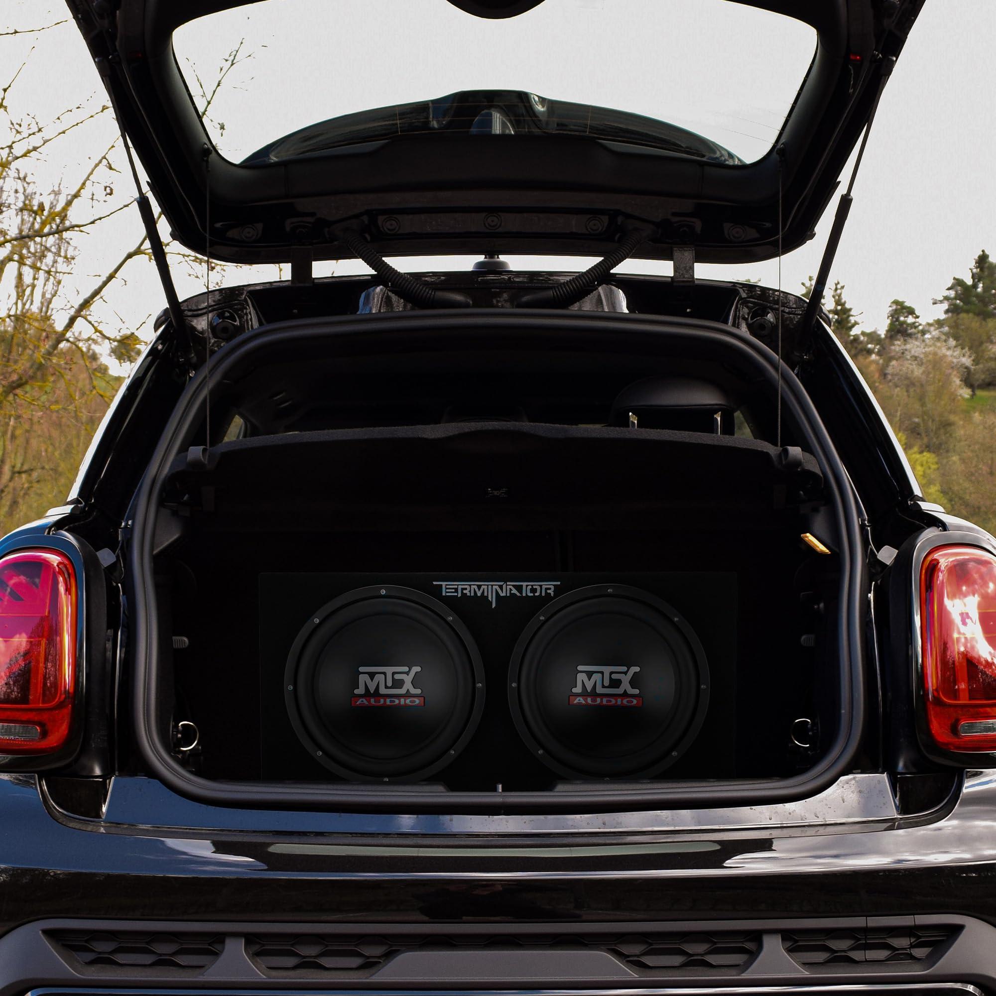 MTX MTX Audio Dual Subwoofer Vented Enclosure with High Resolution Feature, Aviation Carpet and Floor Standing Mounting Type for Vehicle, Black