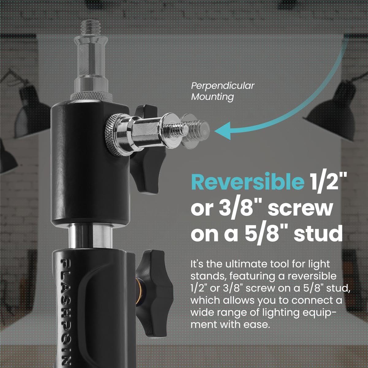 Flashpoint Flashpoint 9.5' Pro Air Cushioned Heavy Duty Light Stand for Photography, Lightwight and Durable Portable Photography Light Stand Tripod is Suitable for Pro Photography (Chrome)