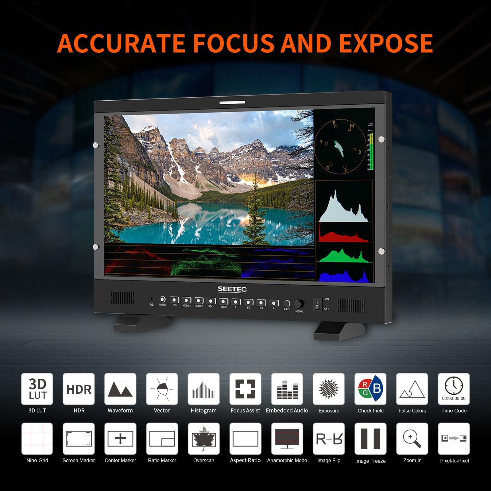 SEETEC SEETEC P215 PRO 21.5" 1000nit Broadcast Director Production Monitor with LUT Waveform HDR, 3G-SDI HDMI Input Output, HDMI Support 4K 60