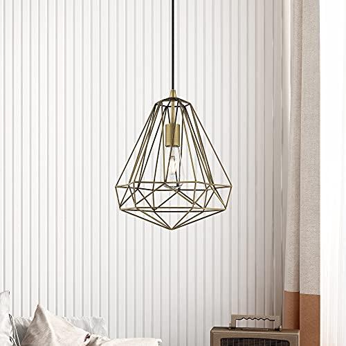 Livex Lighting Livex Lighting 41324-01 Geometric Shade - 12.25" One Light Mini Pendant, Antique Brass Finish with Antique Brass Shade
