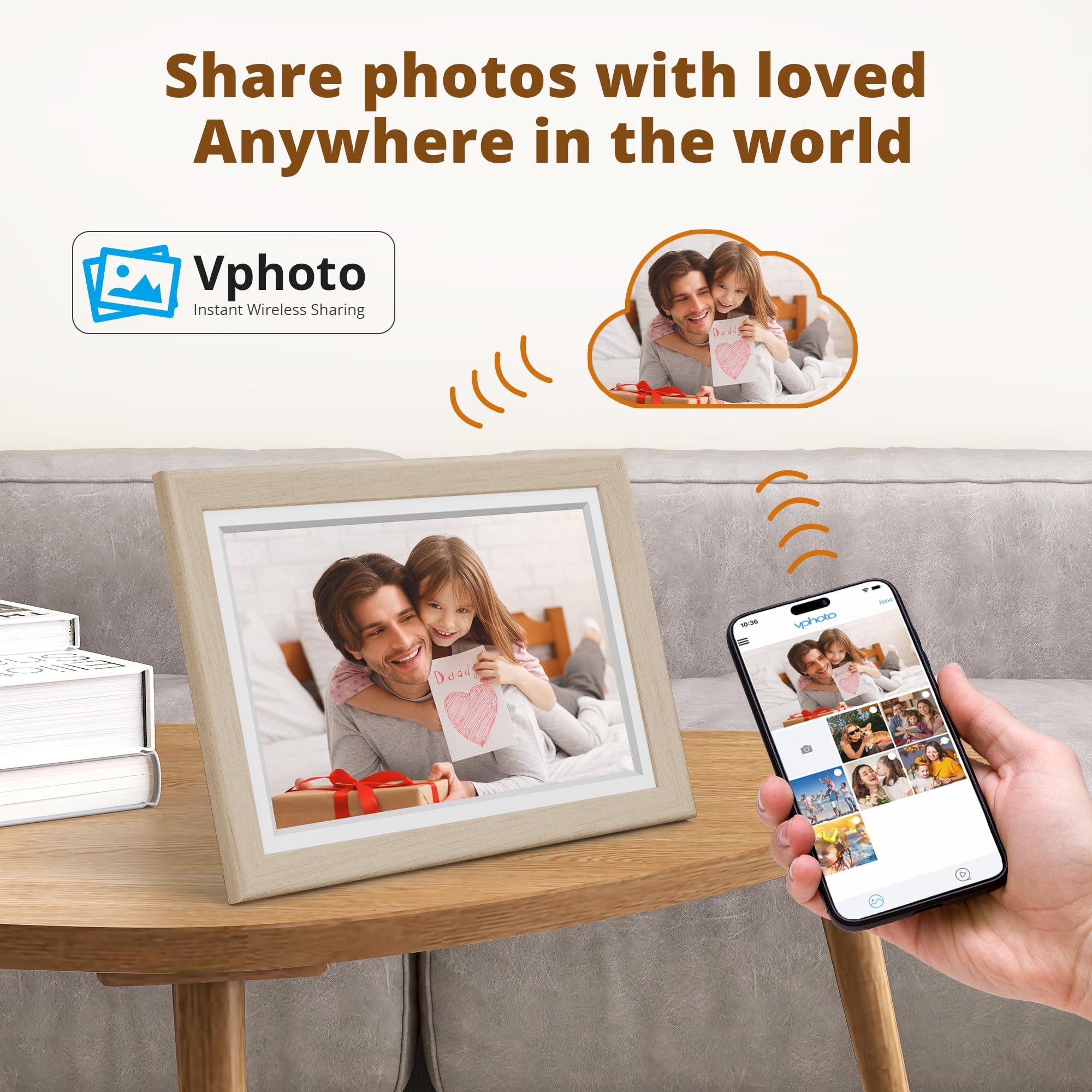 Dragon Touch Dragon Touch Digital Picture Frame WiFi 10 inch IPS Touch Screen Digital Photo Frame Display, 32GB Storage, Auto-Rotate, Share Photos via App, Email, Cloud, Classic 10 Brown