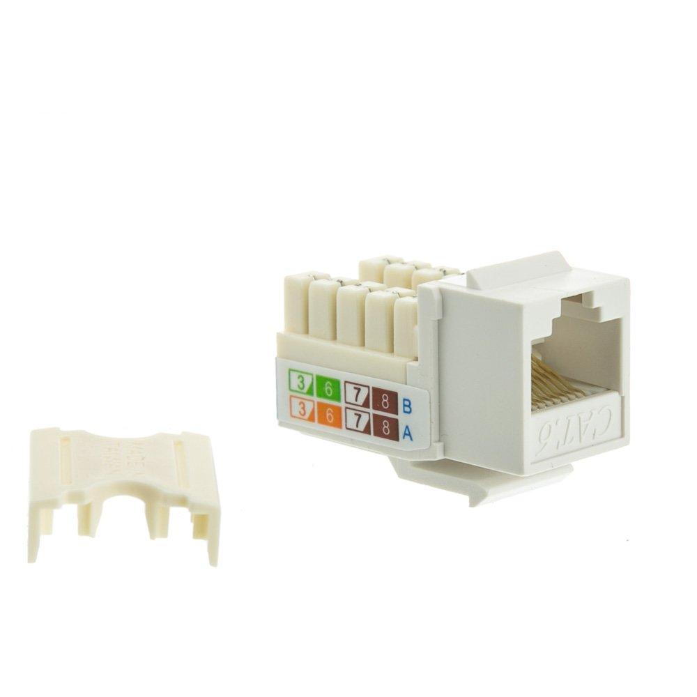 CableWholesale CableWholesale Cat6 Keystone Jack, White, RJ45 Female to 110 Punch Down