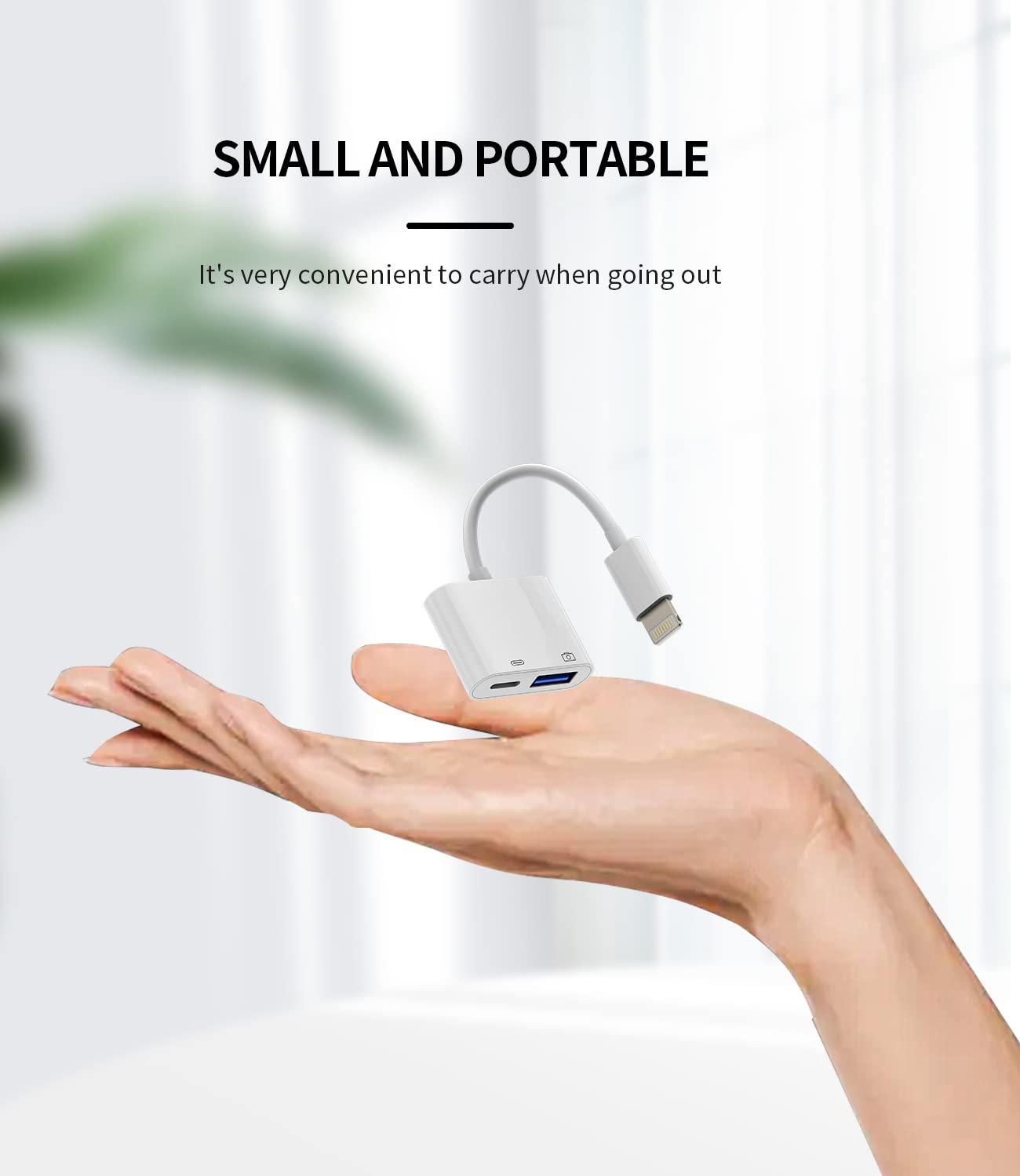 HOYULLI Otg Adapter Lightning Male to Usb Female and Charger Cable for Iphone 13 11 12 Mini Max Pro Xs Xr X 7 8plus Ipad Air A Camera Memory Connector Stick Flash Drive Cord Cable Converter Charging Splitter