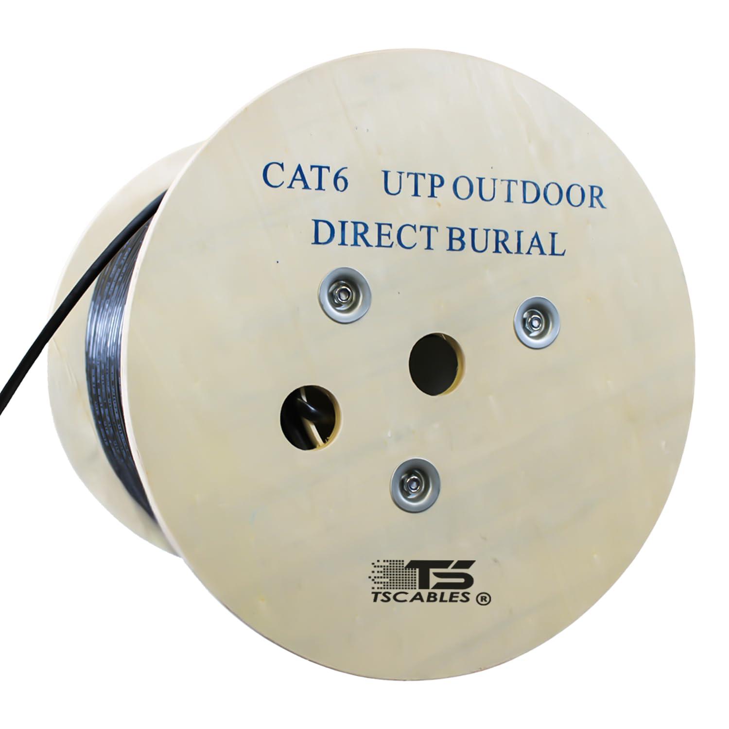 Turnstone Cables Cat6 Outdoor (CMX), 1000ft, 23AWG | 100% Solid Bare Copper | 550MHz | Unshielded Twisted Pair (UTP) Bulk Ethernet Cable (Cat6 Outdoor Black)
