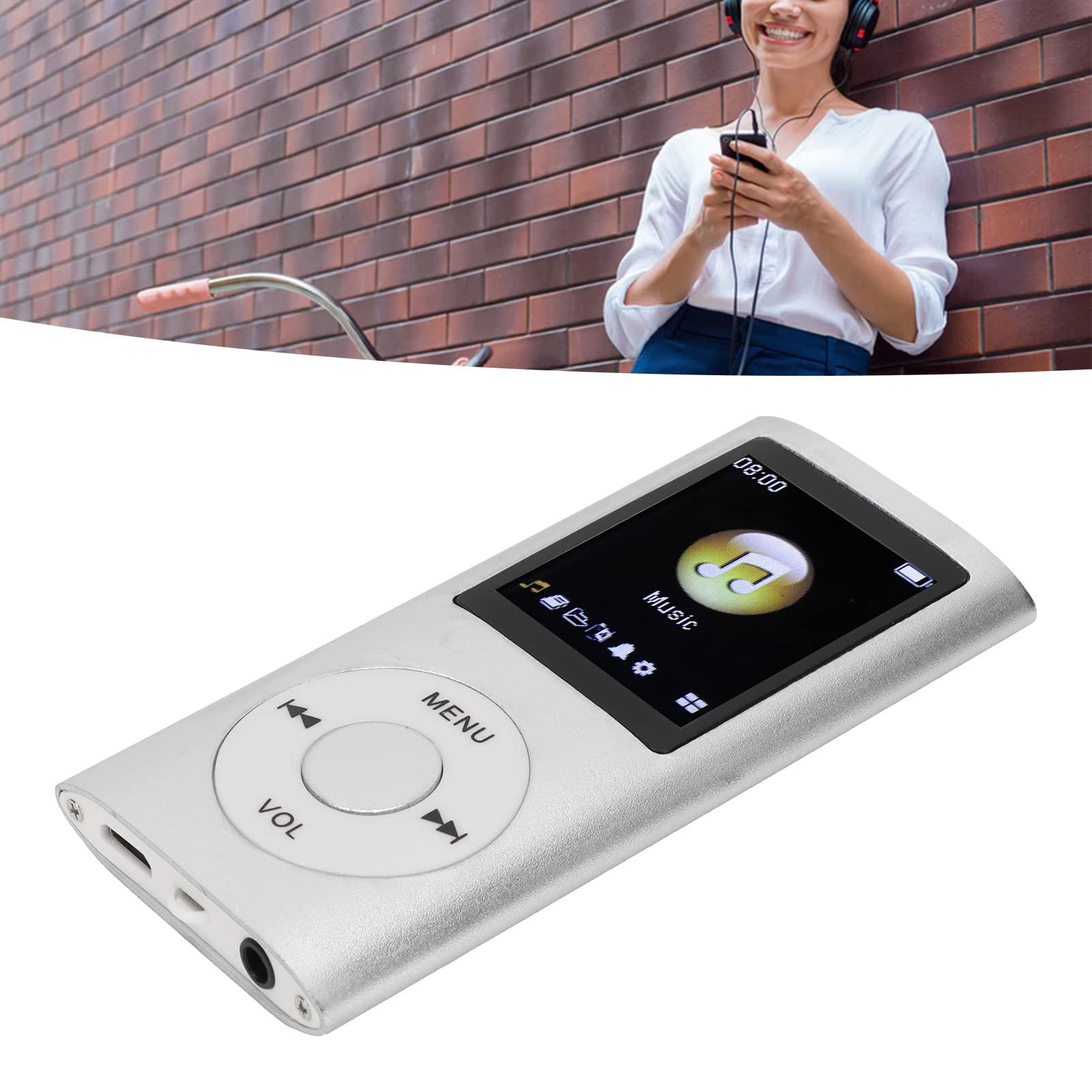 Tbest Portable MP3 Music Player,MP3 Player Stylish Multifunctional Lossless Sound Slim 1.8 Inch LCD Screen Portable MP3 Music Player(Silver)