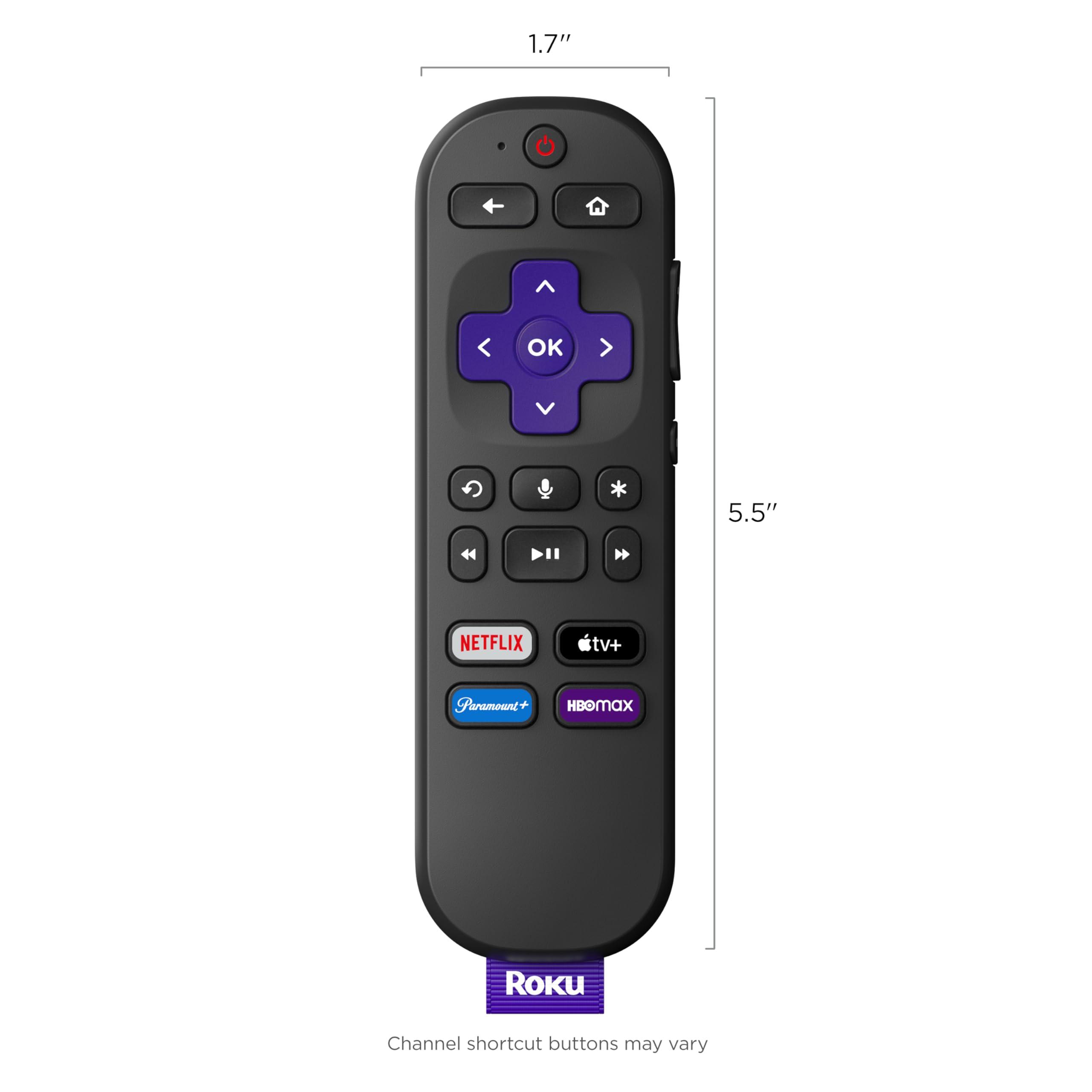 Roku Roku Voice Remote | TV Remote Control with Voice Control, TV Controls, Simple Setup, & Pre-Set App Shortcuts - Replacement Remote Compatible with Roku TV, Roku Players, & Roku Audio
