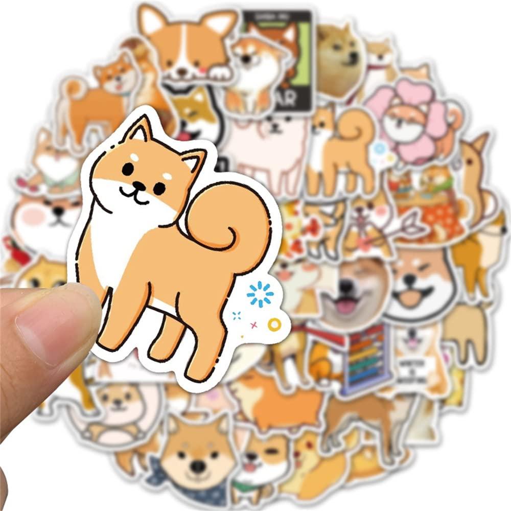 WLJIAO Dog Stickers Decals for Laptops,50 Pcs Cute Funny Fancy Shiba Inu Akita Dogs Waterproof Vinyl Sticker,Water Bottle Phone Skateboard Stickers for Kids,Teens,Adults
