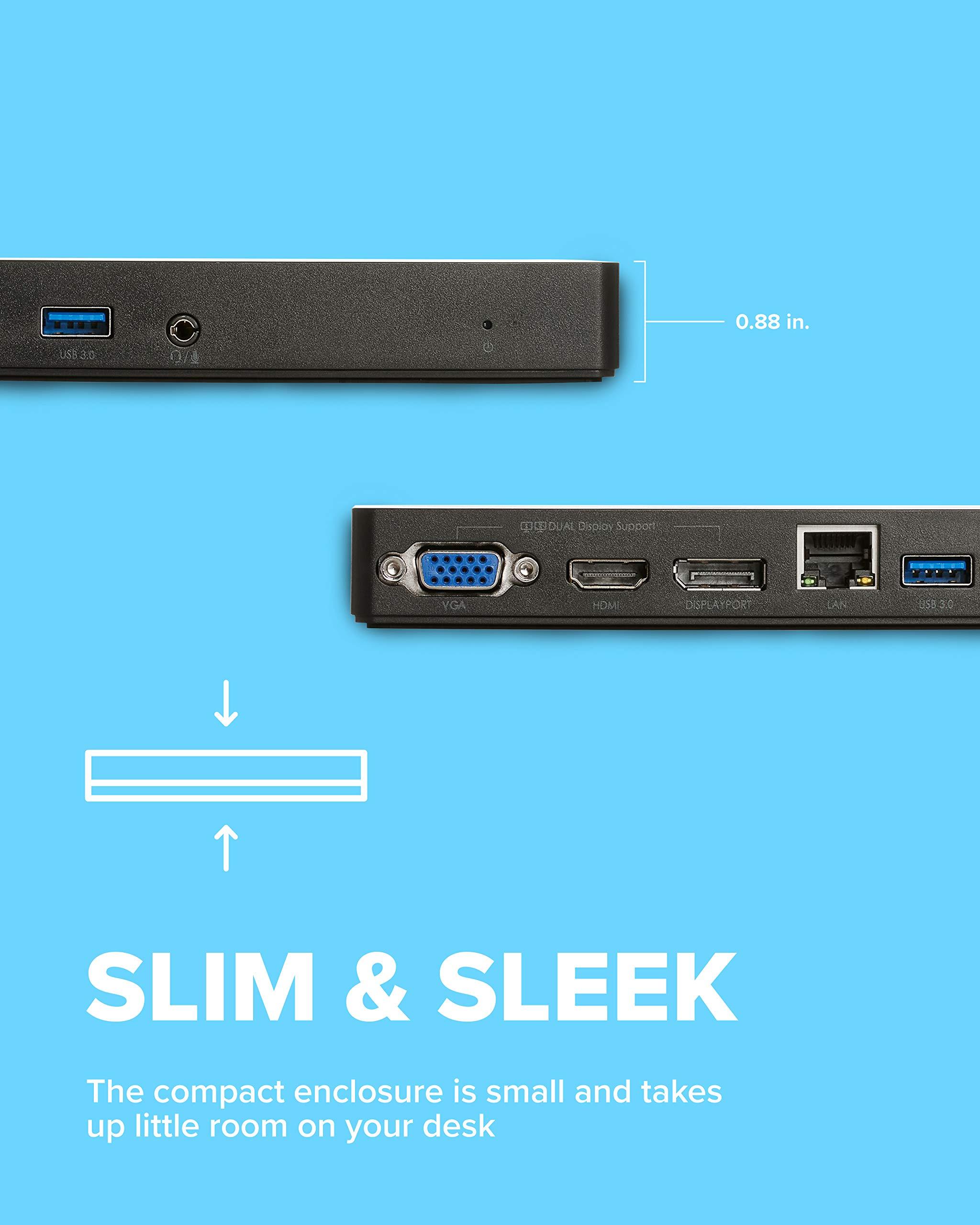 VisionTek VisionTek VT1000 Universal Dual Full HD USB 3.0 Laptop Monitor Docking Station, Displaylink, HDMI, DisplayPort, VGA, RJ45 Ethernet, for MacBook & Windows (901147) (Renewed)