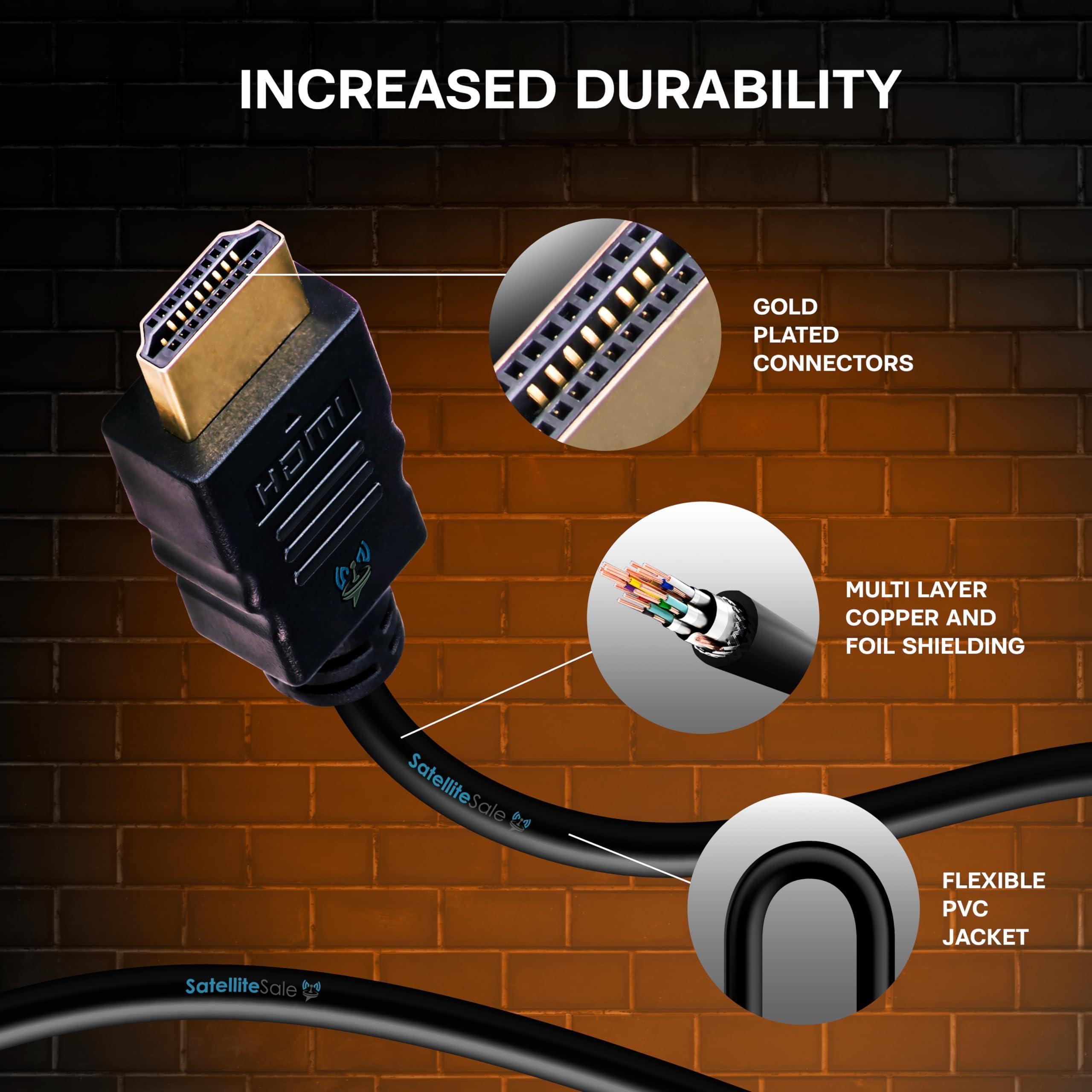 SatelliteSale SatelliteSale Digital High-Speed 2.0 HDMI Cable 4K/60Hz 18Gbps PVC 2160p Black Cord Universal Wire 3 Feet