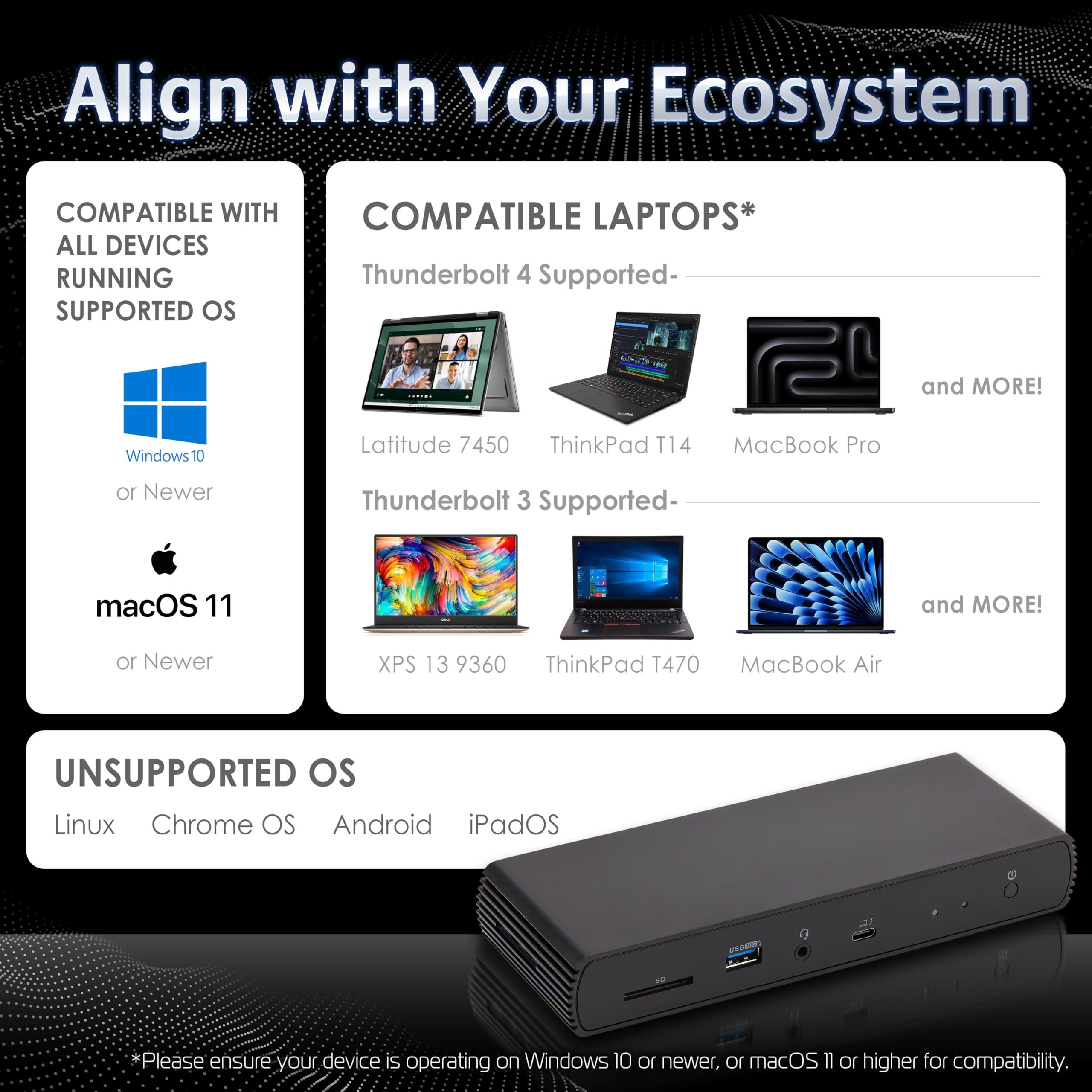 Amazon Basics Amazon Basics Thunderbolt4/USB4 Pro Docking Station,2xTBT4,1xHDMI2.1,3xUSB A 3.1,RJ45,Dual Display, Black, 7.86 x 2.95 x 1.23 inches