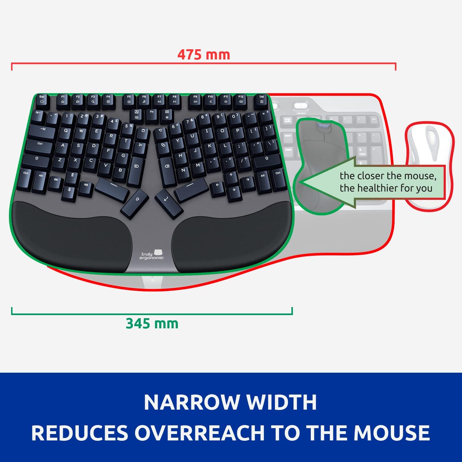 Truly Ergonomic Truly Ergonomic Cleave Keyboard - Tactile Optical Mechanical Switches Better Than Cherry MX, Natural Typing, Comfortable Palmrest, Backlight, Strong Aluminum Body, Best Split Keyboard, Windows/Mac