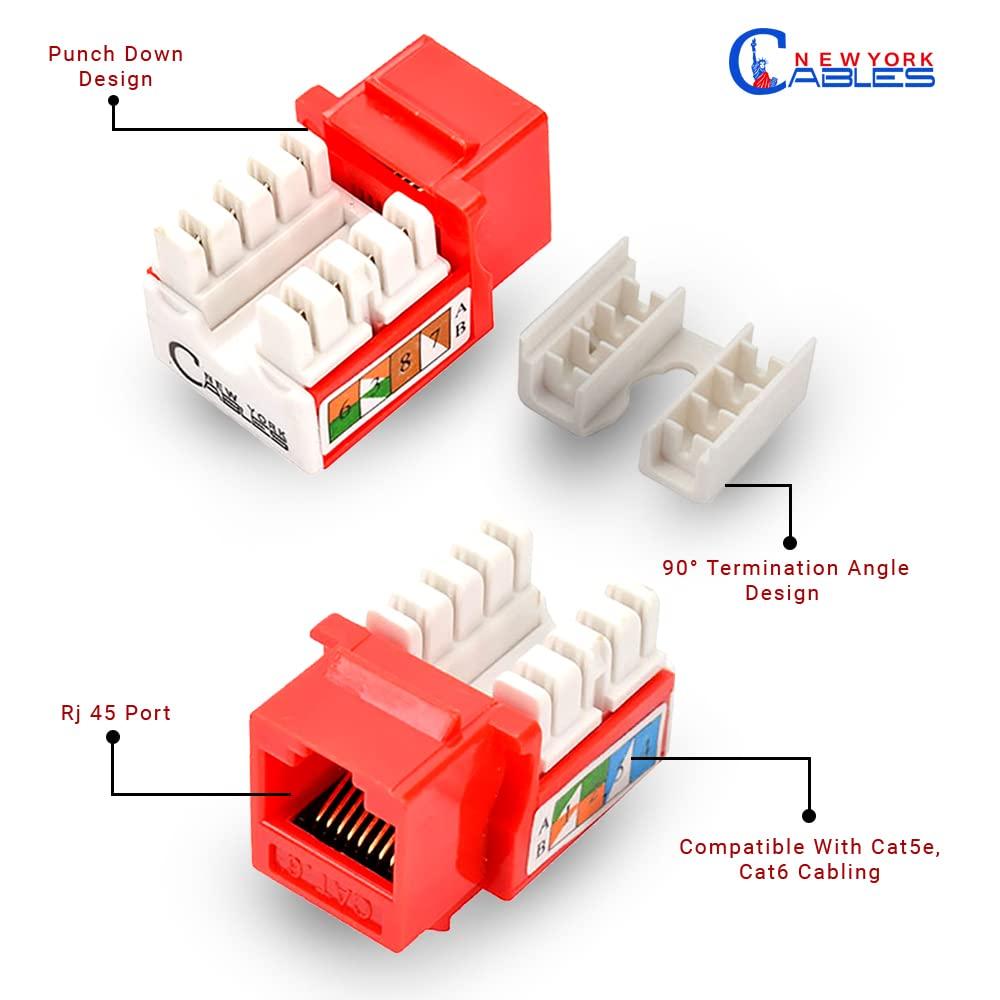NewYork Cables NewYork Cables cat 6 Keystone Jack 90 Degree Punchdown Ethernet Wall Jack for Patch Panels Wall Plates