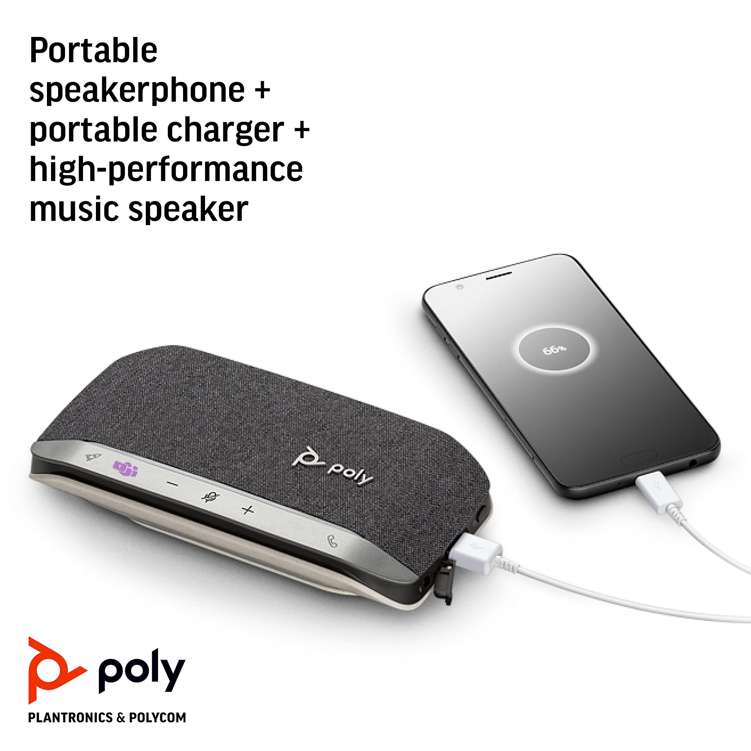 Poly Poly - Sync 20+ Bluetooth Speakerphone (Plantronics) - Personal Portable Speakerphone - USB-C Bluetooth Adapter - Connect to Your PC/Mac/Cell Phone - Works with Teams (Certified), Zoom & More