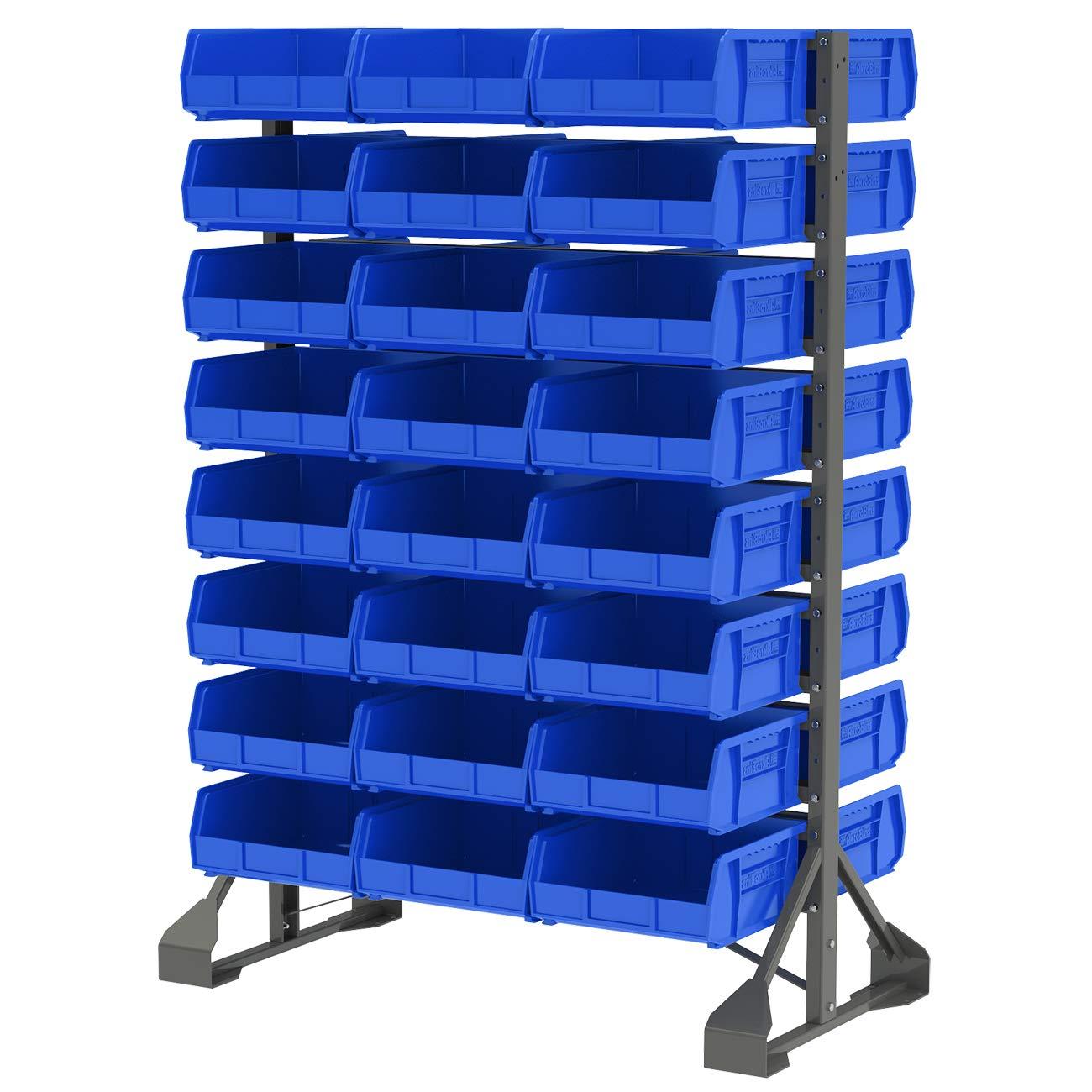 Akro-Mils Akro-Mils 30235 AkroBins Plastic Storage Bins, Space-Saving Stackable Bins, Garage Organization Bins, Pantry Organization, Craft Storage, 11-Inch x 11-Inch x 5-Inch, Blue, 6-Pack