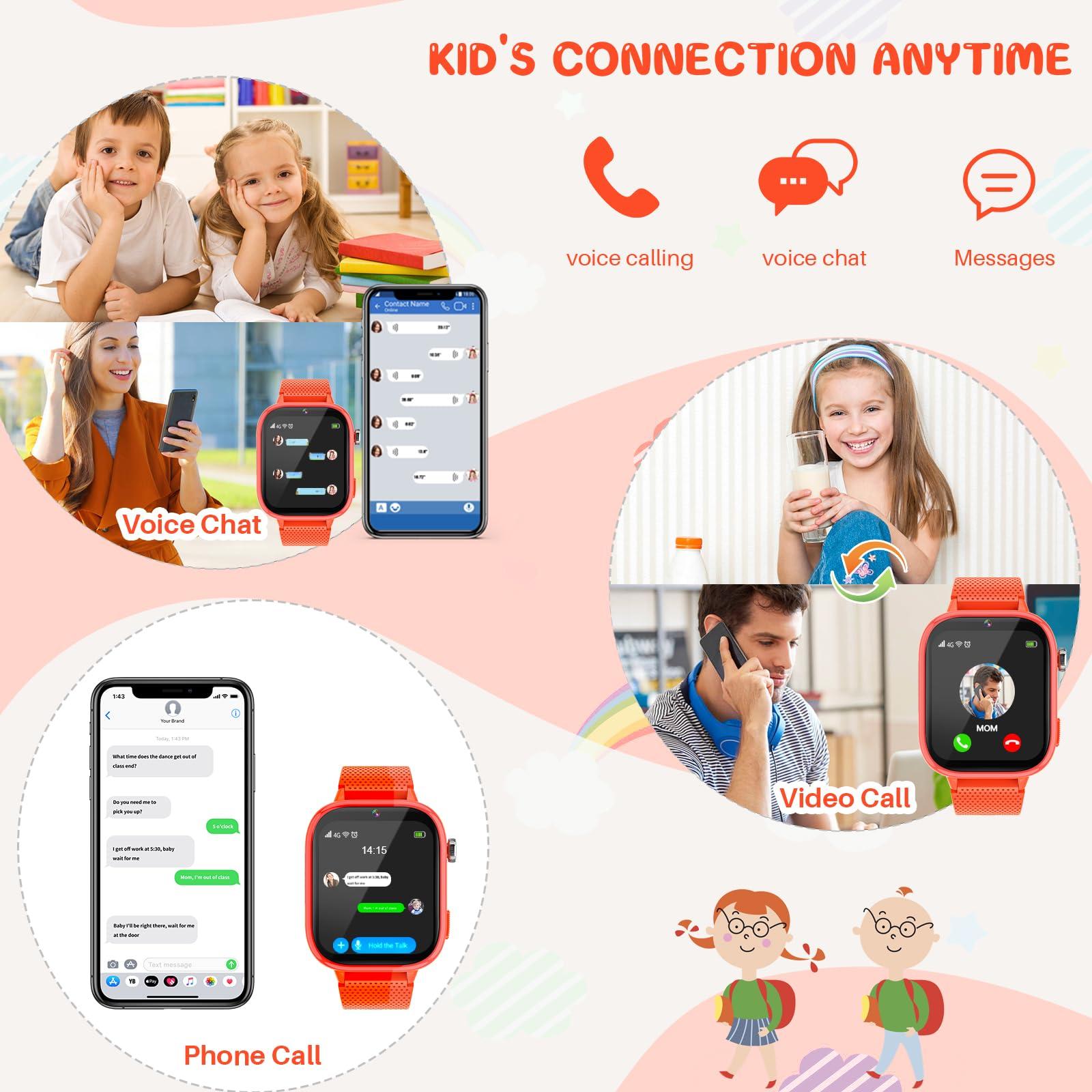 OKYUK OKYUK 4G Smartwatch, Kids Watch for Kids with SIM Card, 47 Exciting Games, Two-Way Calling Feature, SOS Emergency Call Button Ideal for Kids Aged 3-12, Childrens Cell Phone Alternative (Orange)