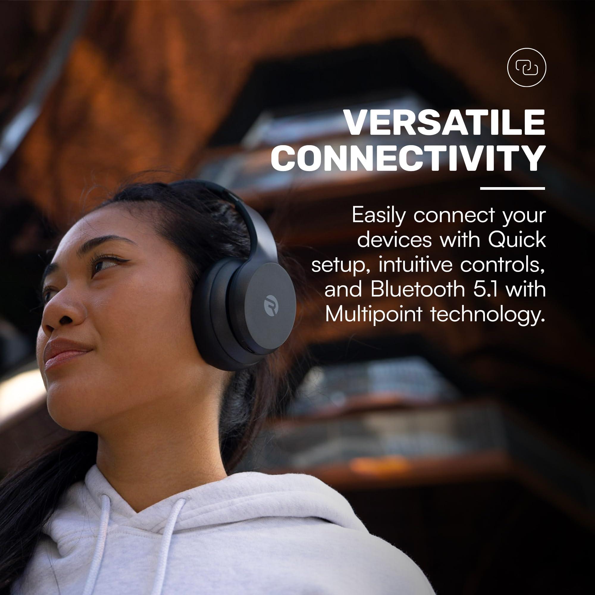 Raycon Raycon Fitness Headphones - Wireless Over-Ear-Headphones with 45 Hours of Battery, Active Noise Cancellation, Awareness Mode, 3 Quick Swap Ear Cushions, IPX4 Water Resistance (White)