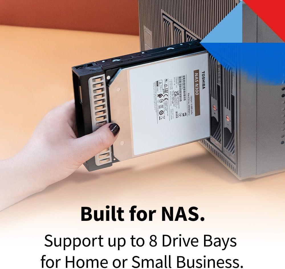 TOSHIBA Toshiba N300 14TB NAS 3.5-Inch Internal Hard Drive - CMR SATA 6 Gb/s 7200 RPM 512 MB Cache - HDWG51EXZSTA