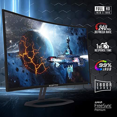 Sceptre Sceptre Curved 32" FHD 1080p Gaming Monitor Up to 240Hz 1ms 99% sRGB AMD FreeSync Premium Build-in Speakers, HDMI x3 Displayport Machine Black (C325B-FWD240)