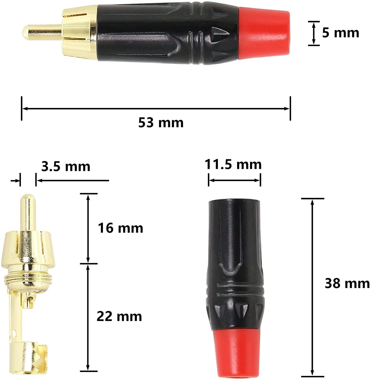 Yuchenfeng Yuchenfeng Gold-Plated RCA to Bare Wire Speaker Cable - 14AWG OFC Copper Audio Cable for Subwoofers, Amps & Home Theater, Dual PVC Shielded, Zero-Noise (3FT 2PCS)