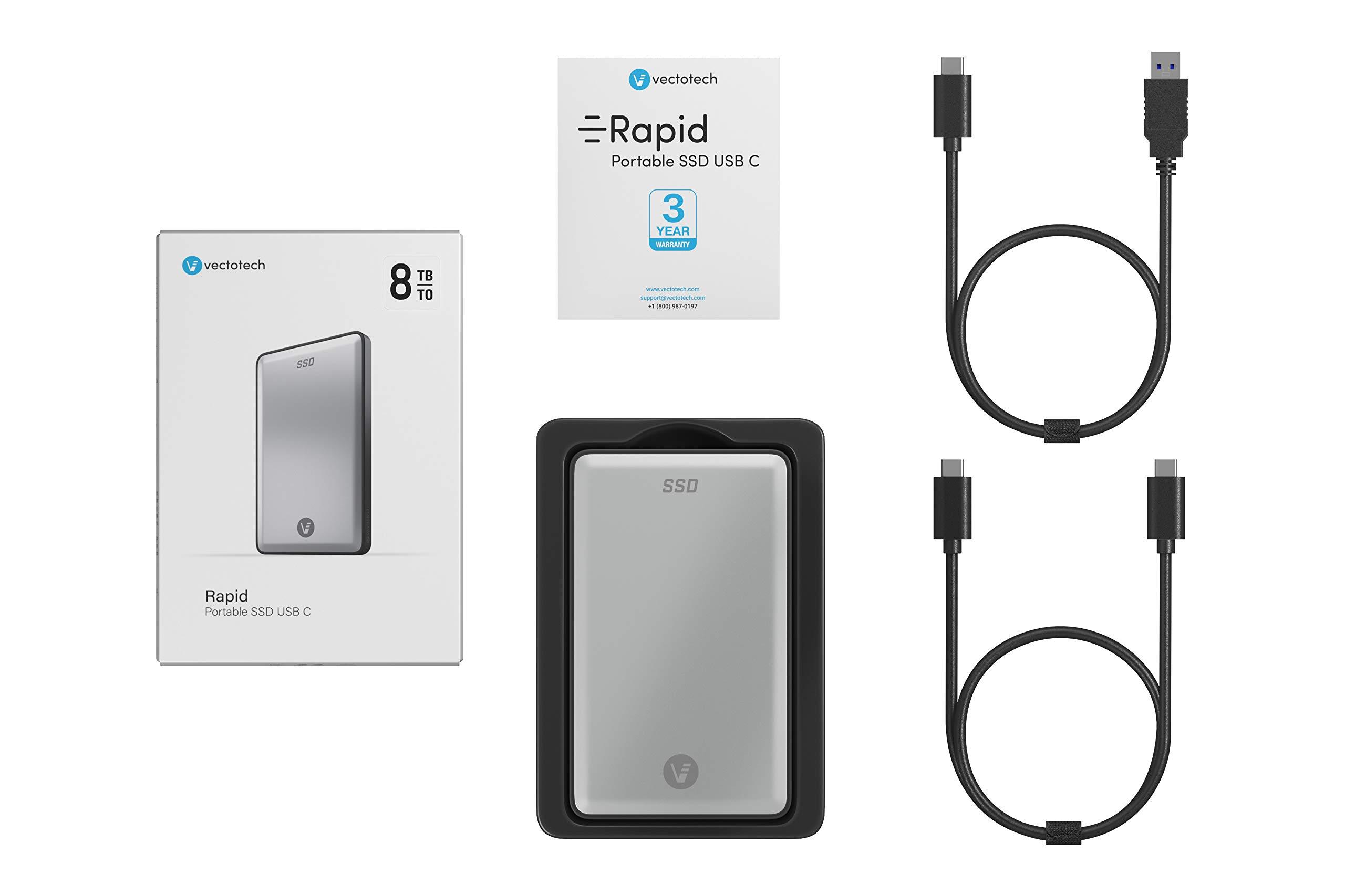 VectoTech VectoTech 8TB External SSD USB-C Portable Solid State Drive (USB 3.1 Gen 2) | 3D NAND Flash | Rapid