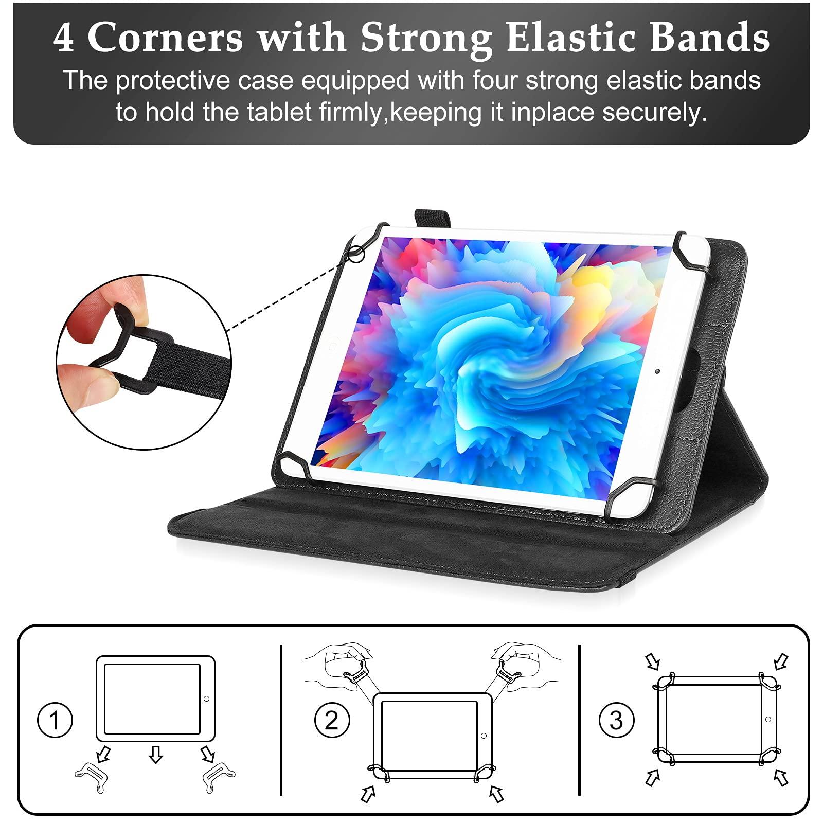 UrbanX UrbanX 7\"-8\" Inch Universal Tablet Case, Protective Cover Stand Folio Case for alcatel Pop 7 7 8 Inch, with 360 Degree Rotatable Kickstand, Multiple Viewing Angles and Stylus Holder
