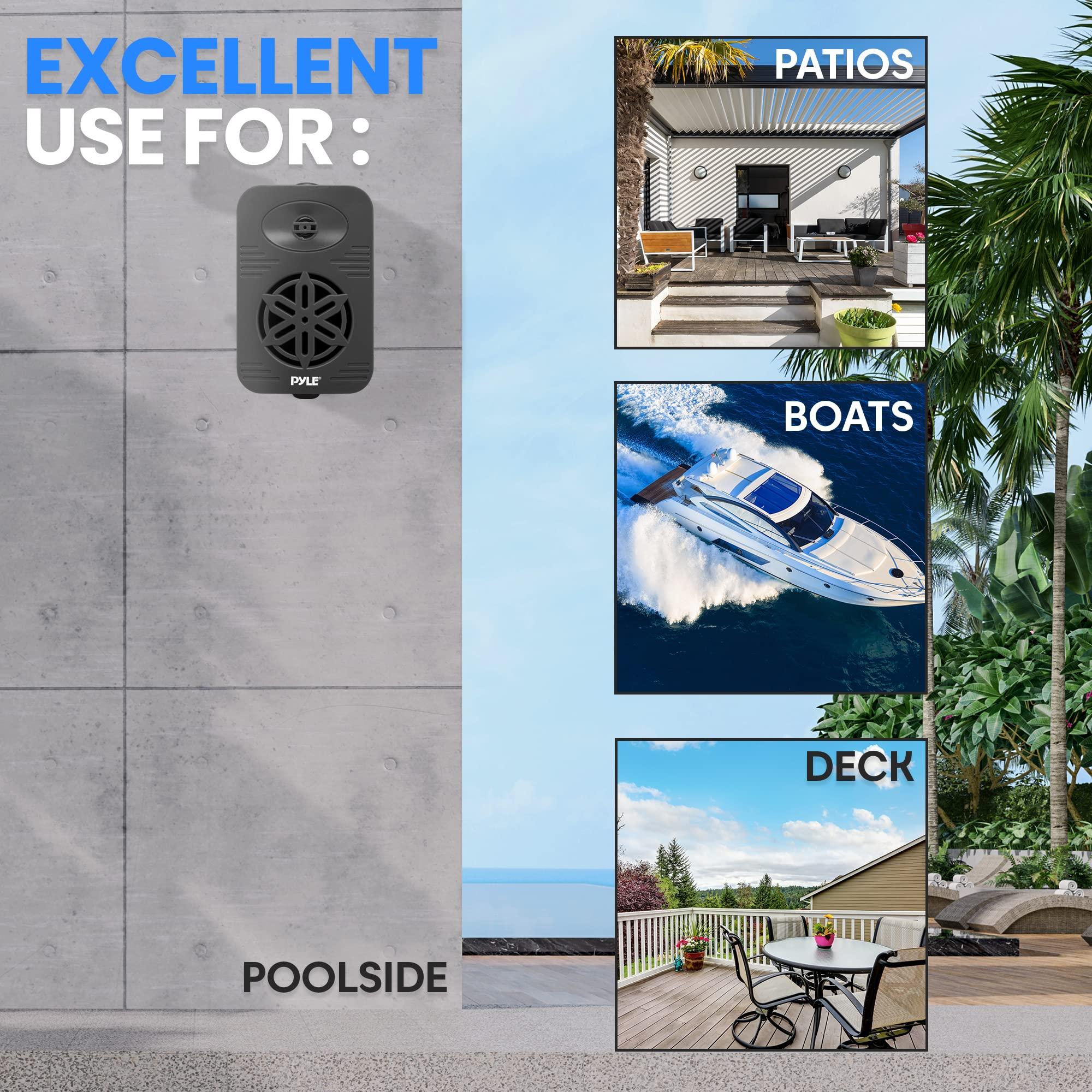 Pyle PyleUsa Bluetooth Indoor Outdoor Speakers Pair - 500 Watt Dual Waterproof 5.25 2-Way Full Range Speaker System w/ 1/2 High Compliance Polymer Tweeter - Home, Boat,Deck, Patio, Poolside - PDWRBT56BK