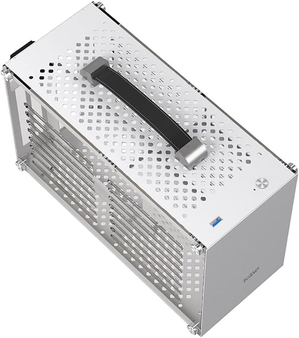 MerainMe ITX Mini A4 Computer Case 7.5L Aluminum Mini-ITX Motherboard Small PC Case Test Bench Support SFX Power Supply 300mm Vedio Card Transparent Acrylic Side Panel