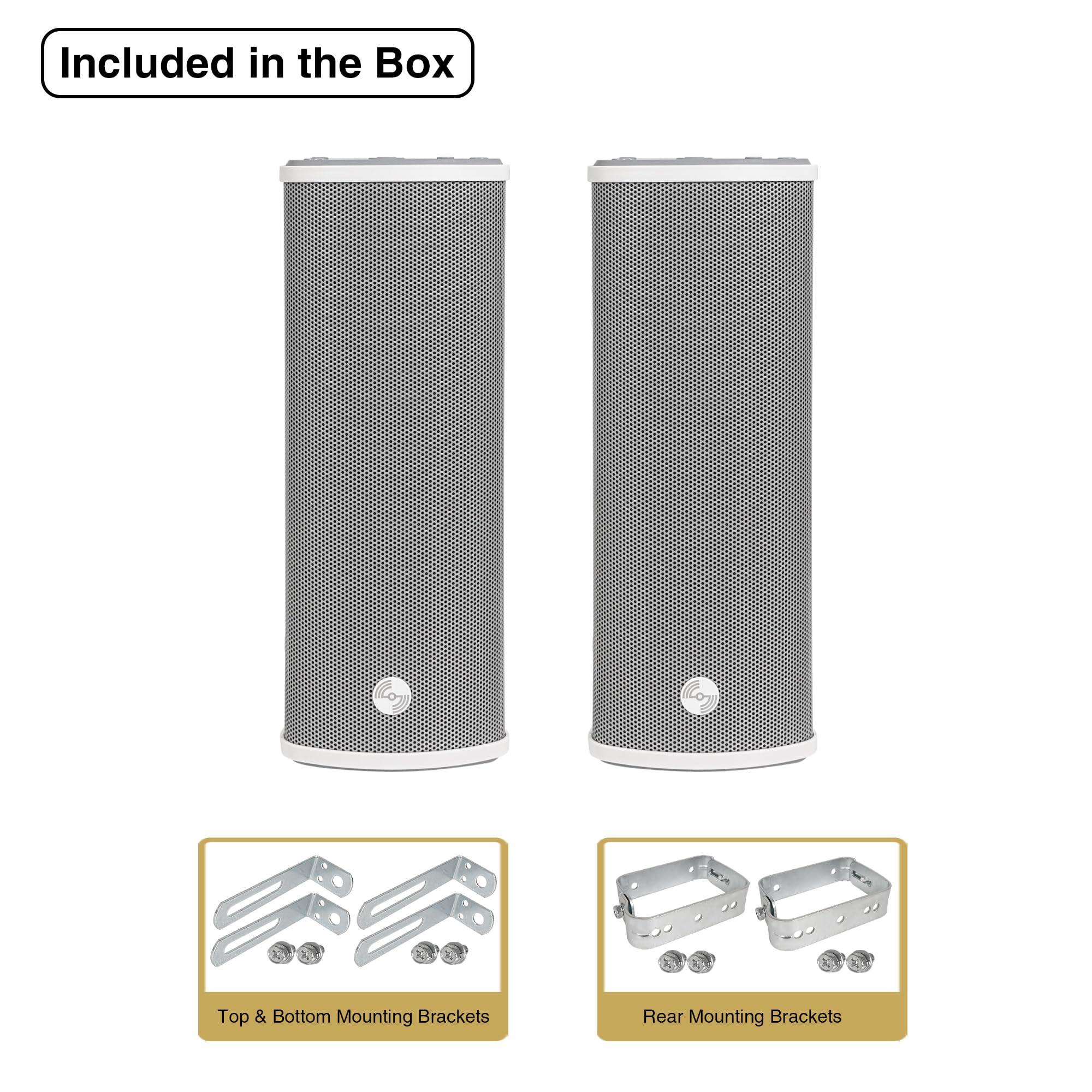 Sound Town Sound Town Pair of 70V/100V Dual 5" Weather-Resistant Column Array Passive Speakers, with IP55-rated Aluminum Enclosure, for Home & Commercial Installations, Indoor & Outdoor, Grey (TARVOS-CL25G-PAIR)