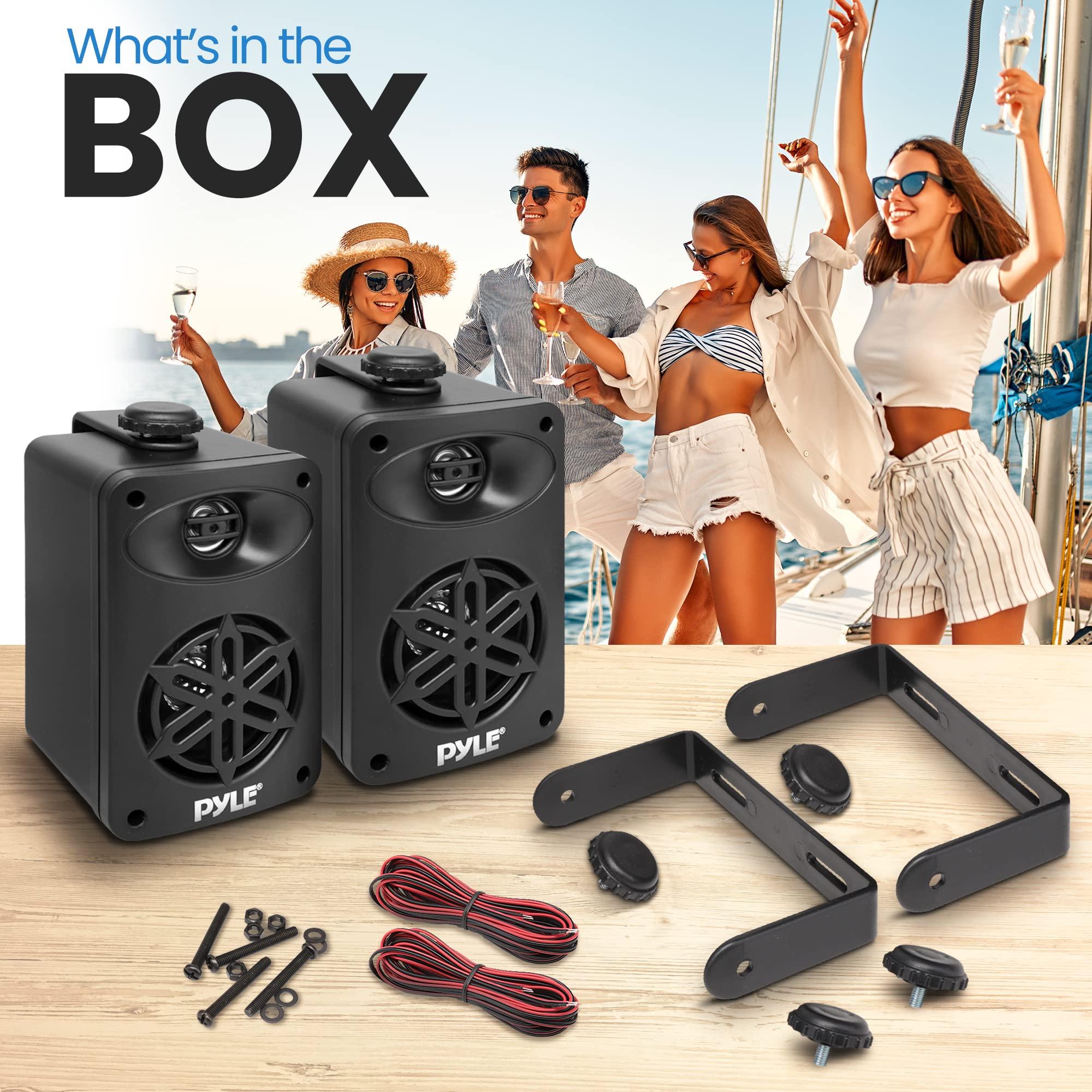 Pyle PYLE Outdoor Speakers- Waterproof Marine Grade Speakers, Universal Mounting, Heavy Duty ABS Construction- Boat, Patio, Pool, Indoor Outdoor Use- Black