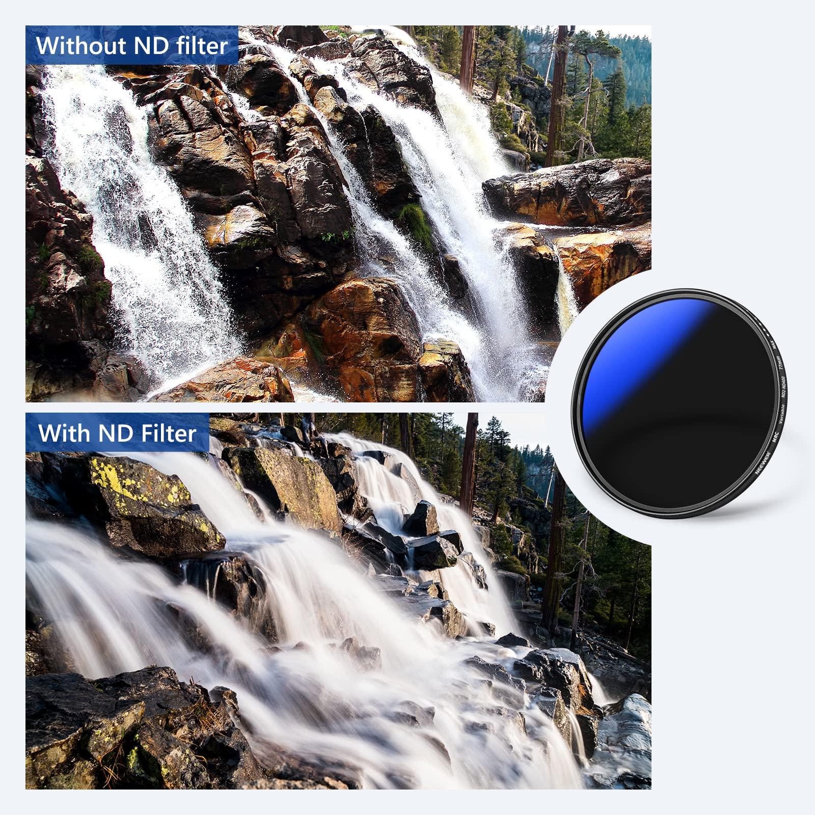 NEEWER NEEWER 77mm Variable ND Filter ND2-ND400 (1-9 Stops), Neutral Density Filter, Multiple Coatings, Water and Scratch Resistant