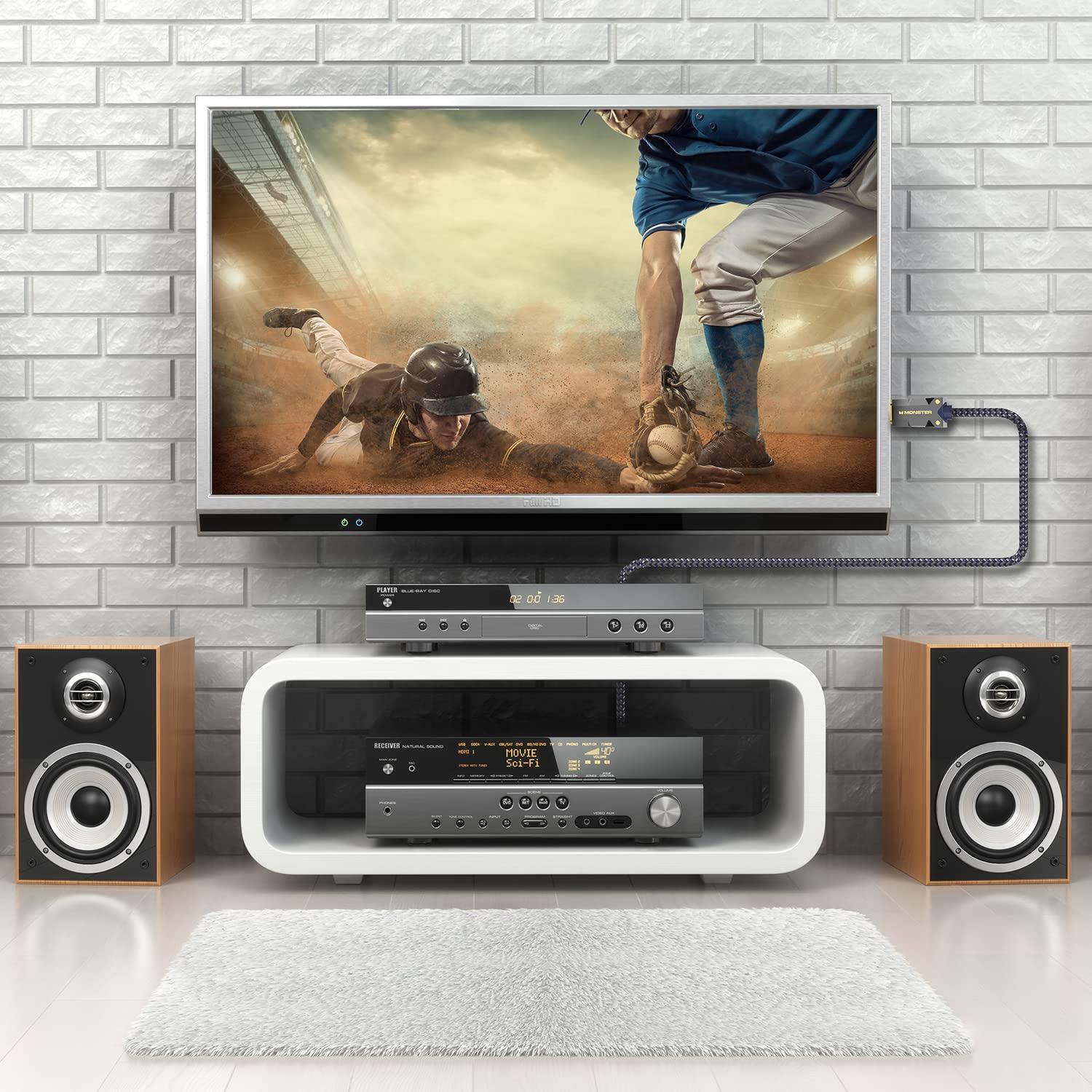 Monster Monster M-Series Active Optical Cable Lightwave Certified Premium HDMI 2.1-48 Gbps Cable with Aluminum Extrusion Connector, V-Grip, Duraflex Protective Jacket - Supports 8K @ 60HZ, 4K @ 120HZ, 49.2 FT